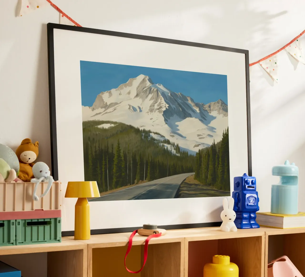 Maestoso picco innevato poster con telaio in plastica da Silk Palette