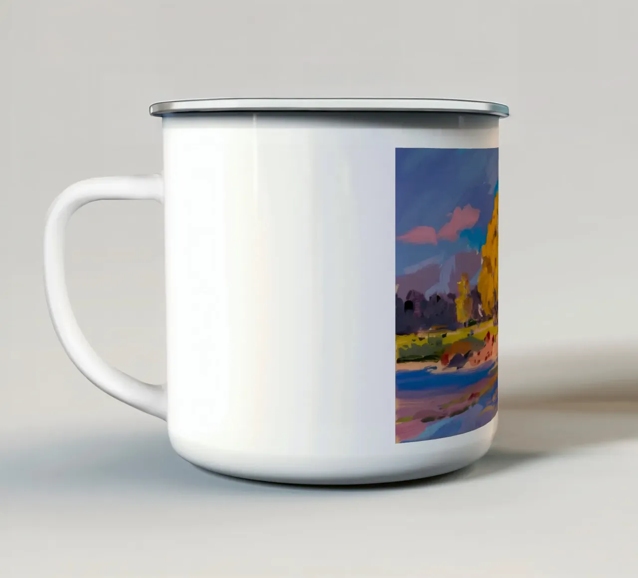 Il bagliore dorato del fiume tazza in smalto da Celestial Harmony