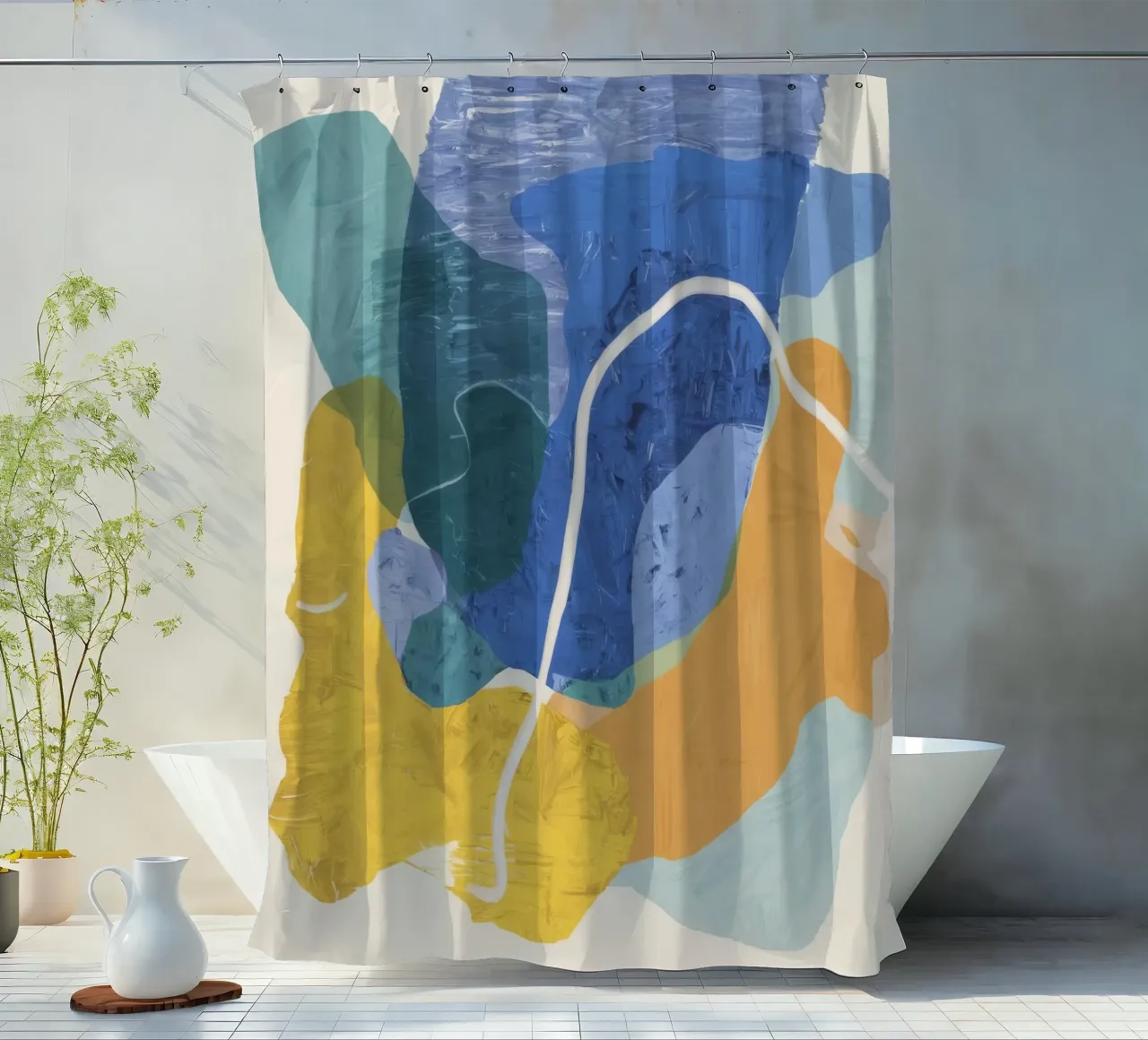 Gioco di forme illuminato dal sole tenda da doccia da Vivid Reverie