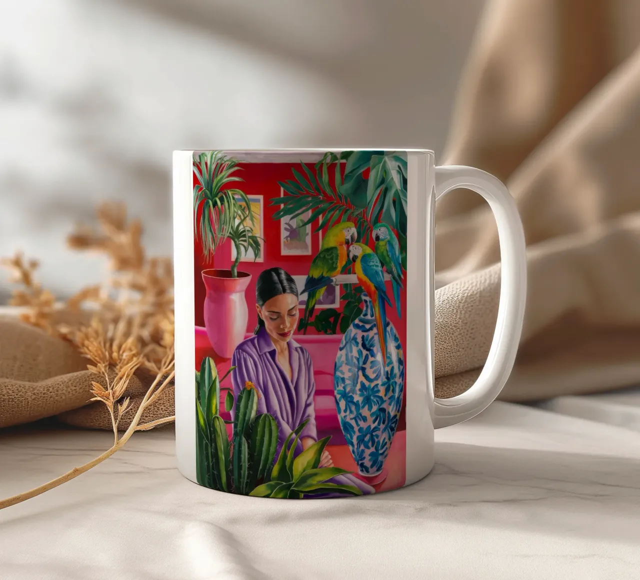 Crimson Tropics Dream ceramic mug by Infinite Chroma