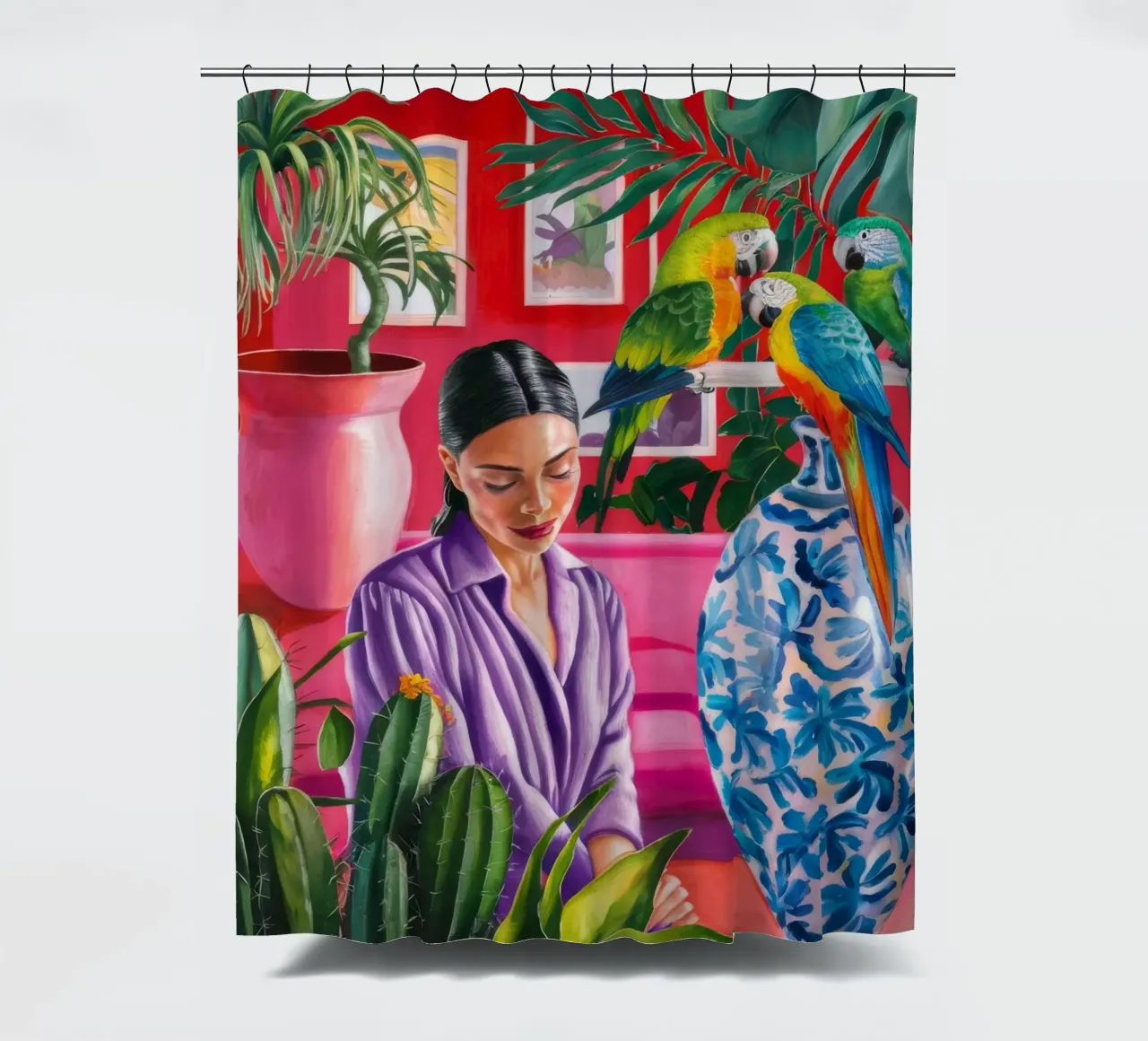 Crimson Tropics Dream shower curtain by Infinite Chroma