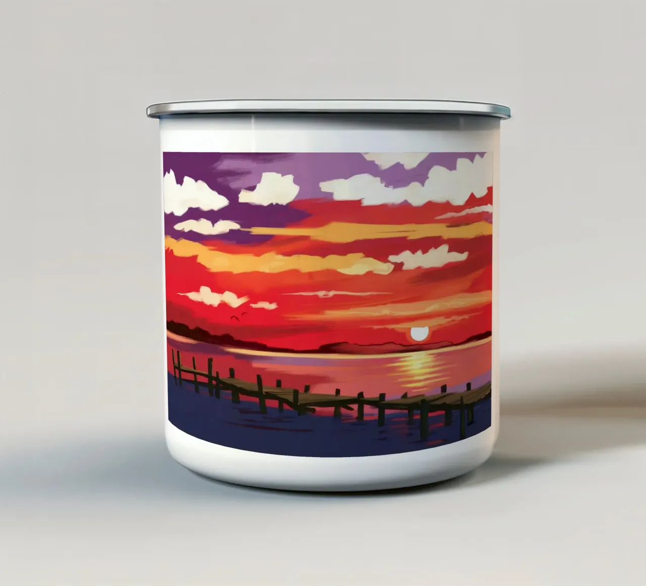 Darsena del tramonto cremisi tazza in smalto da Silk Palette