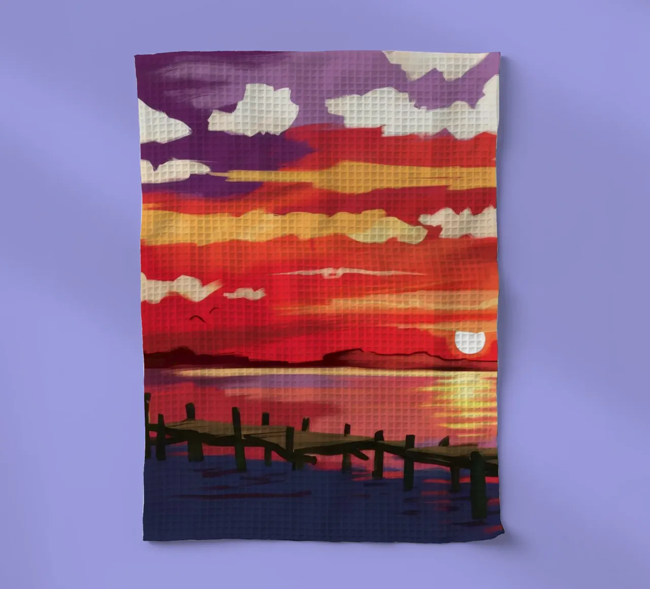 Crimson Sunset Dock Geschirrtuch von Silk Palette