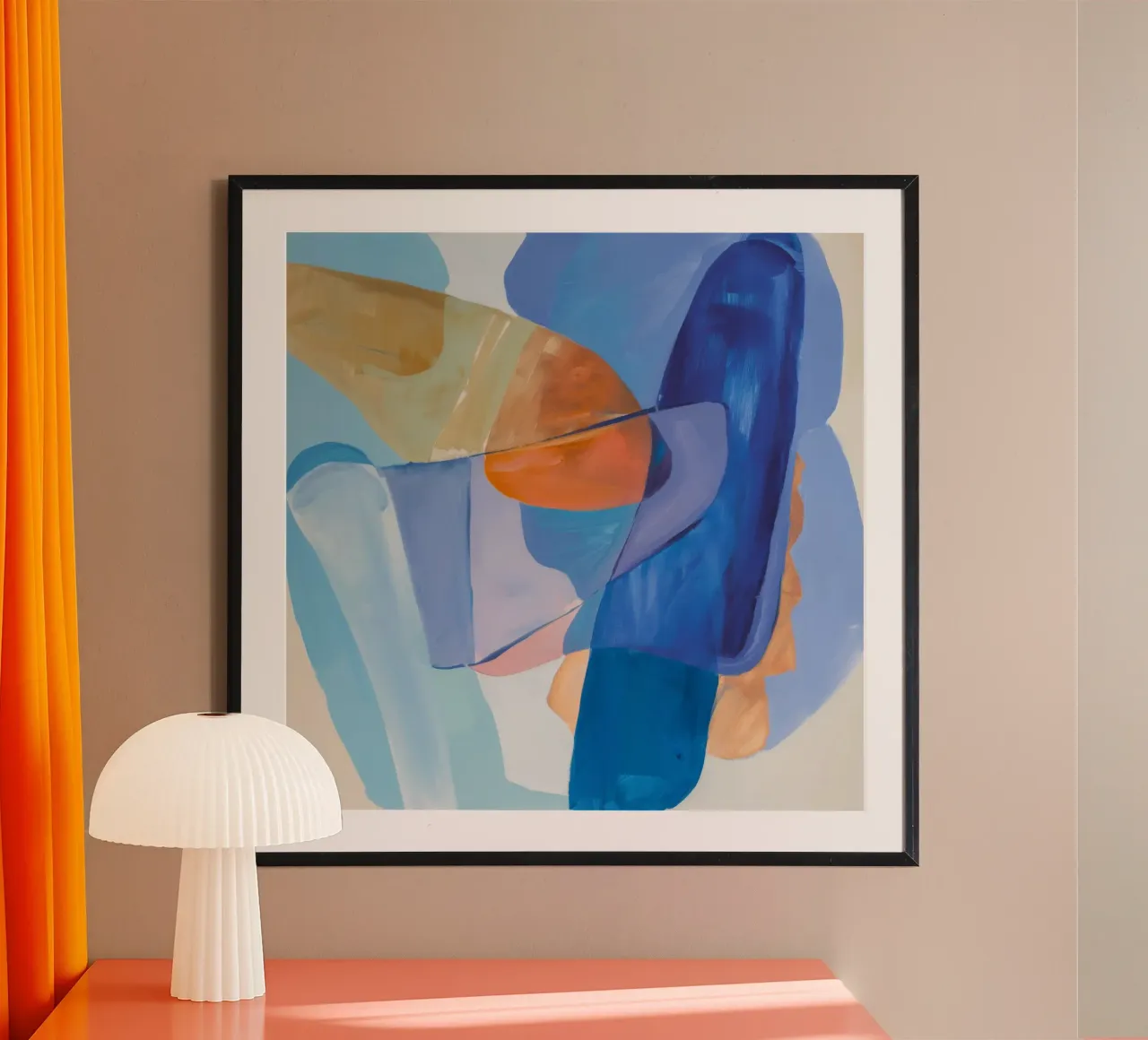 Azure Ember Flow poster con telaio in legno da Vivid Reverie