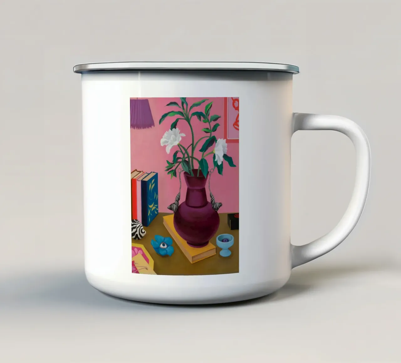 Studio sulla Gardenia cremisi tazza in smalto da Opal Strokes