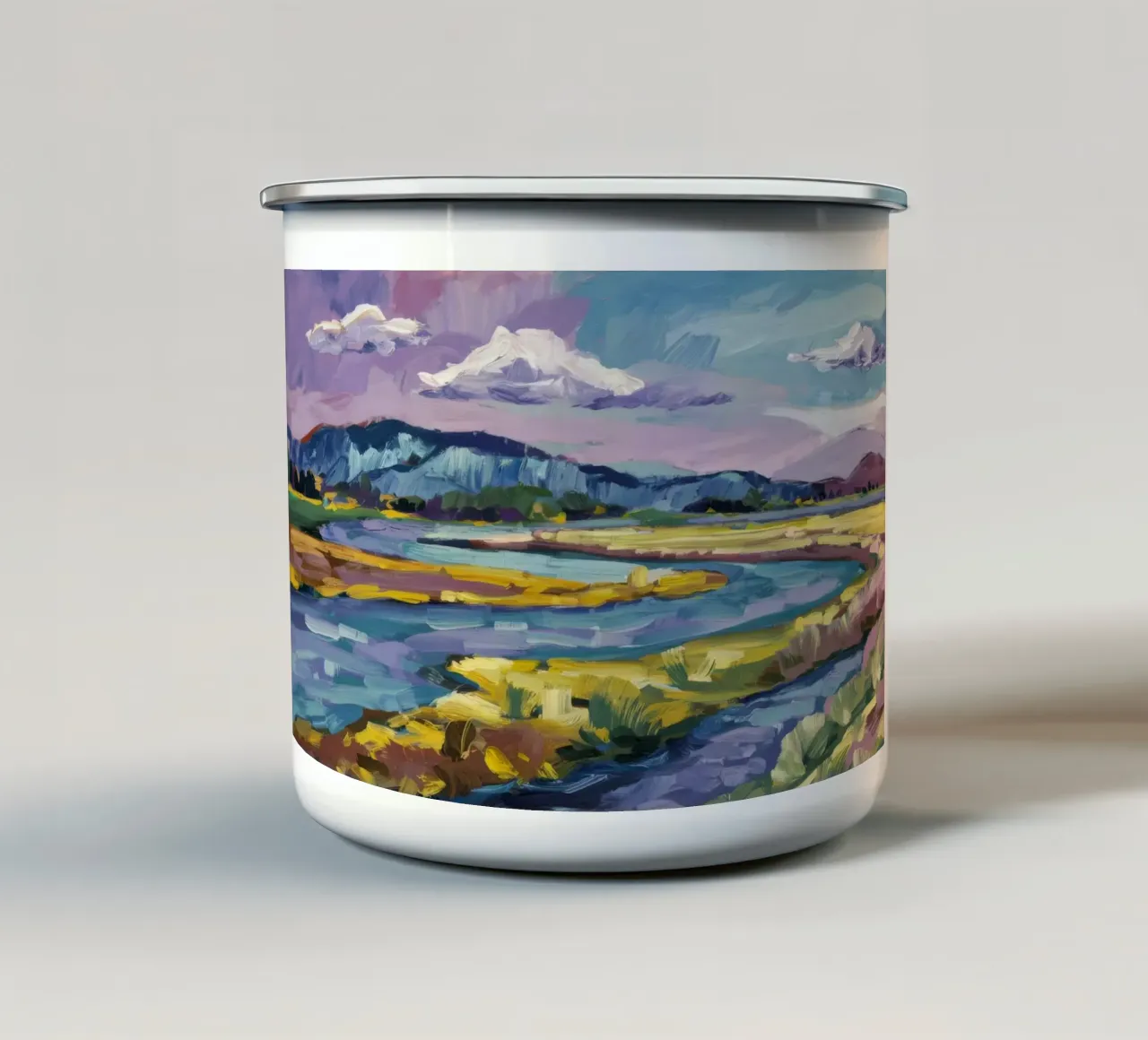 Serenata del picco del fiume tazza in smalto da Celestial Harmony