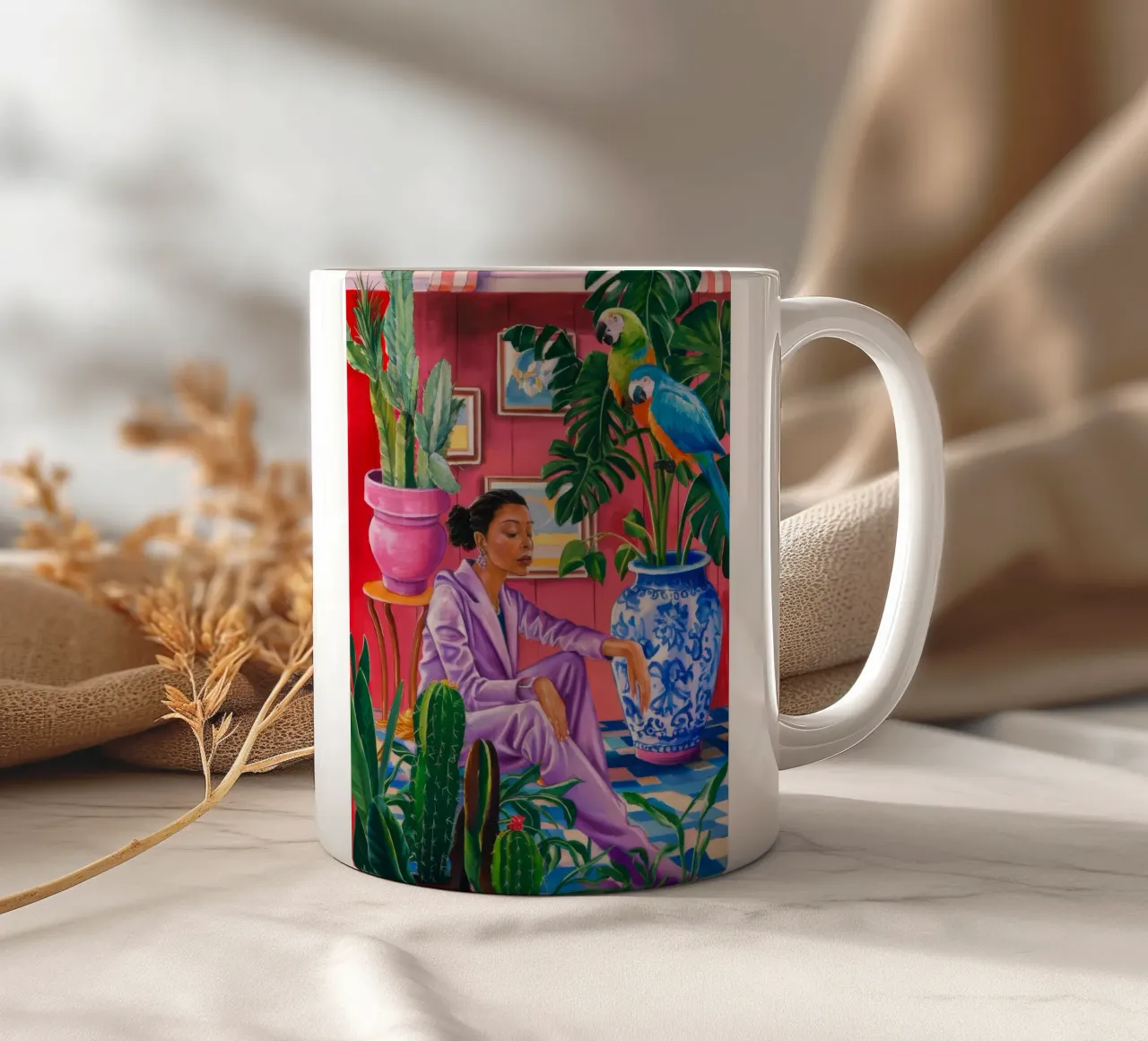 Musa fucsia in fiore tazza in ceramica da Infinite Chroma