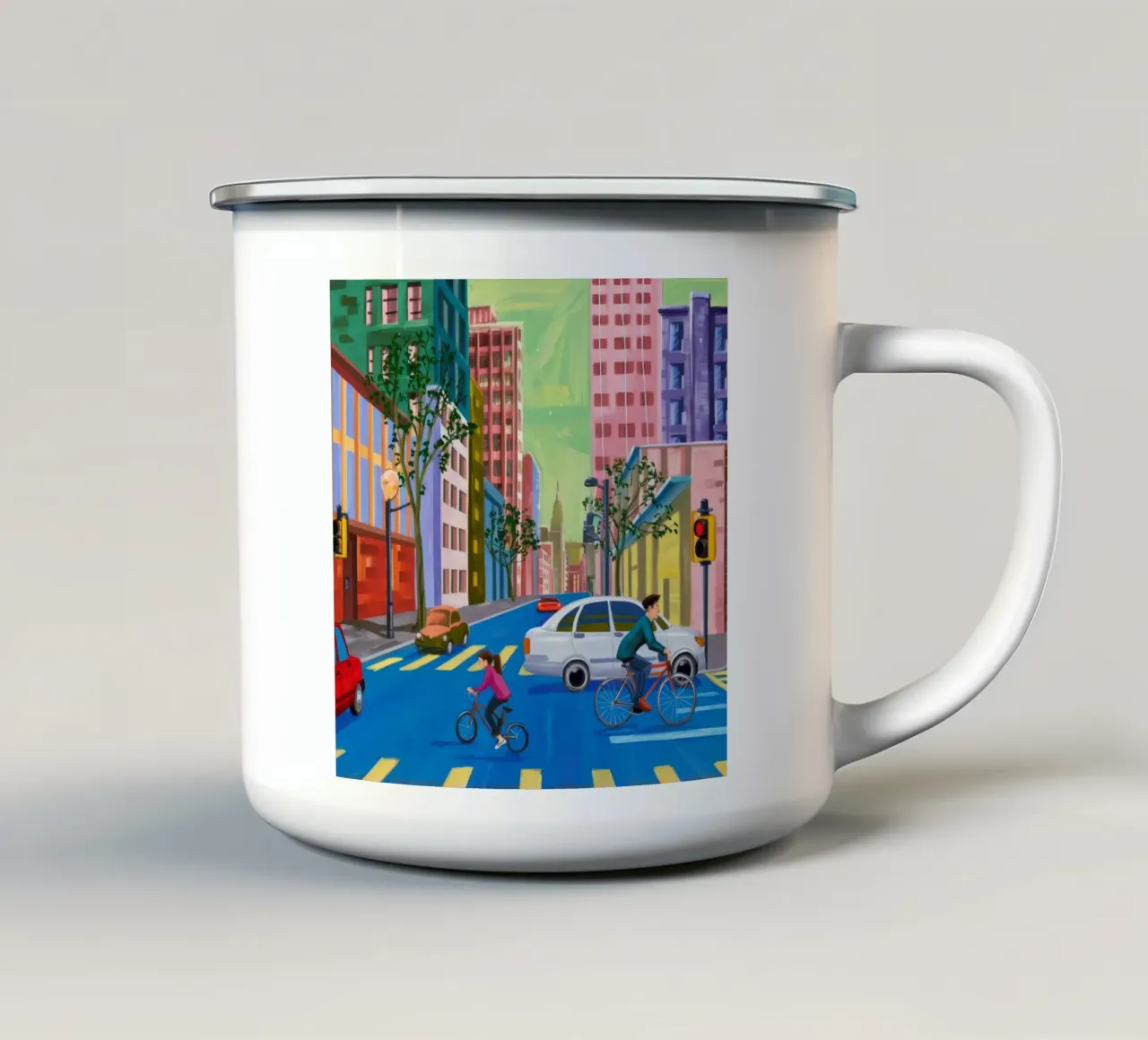 Urban Cyclist Blur enamel mug by Silk Palette