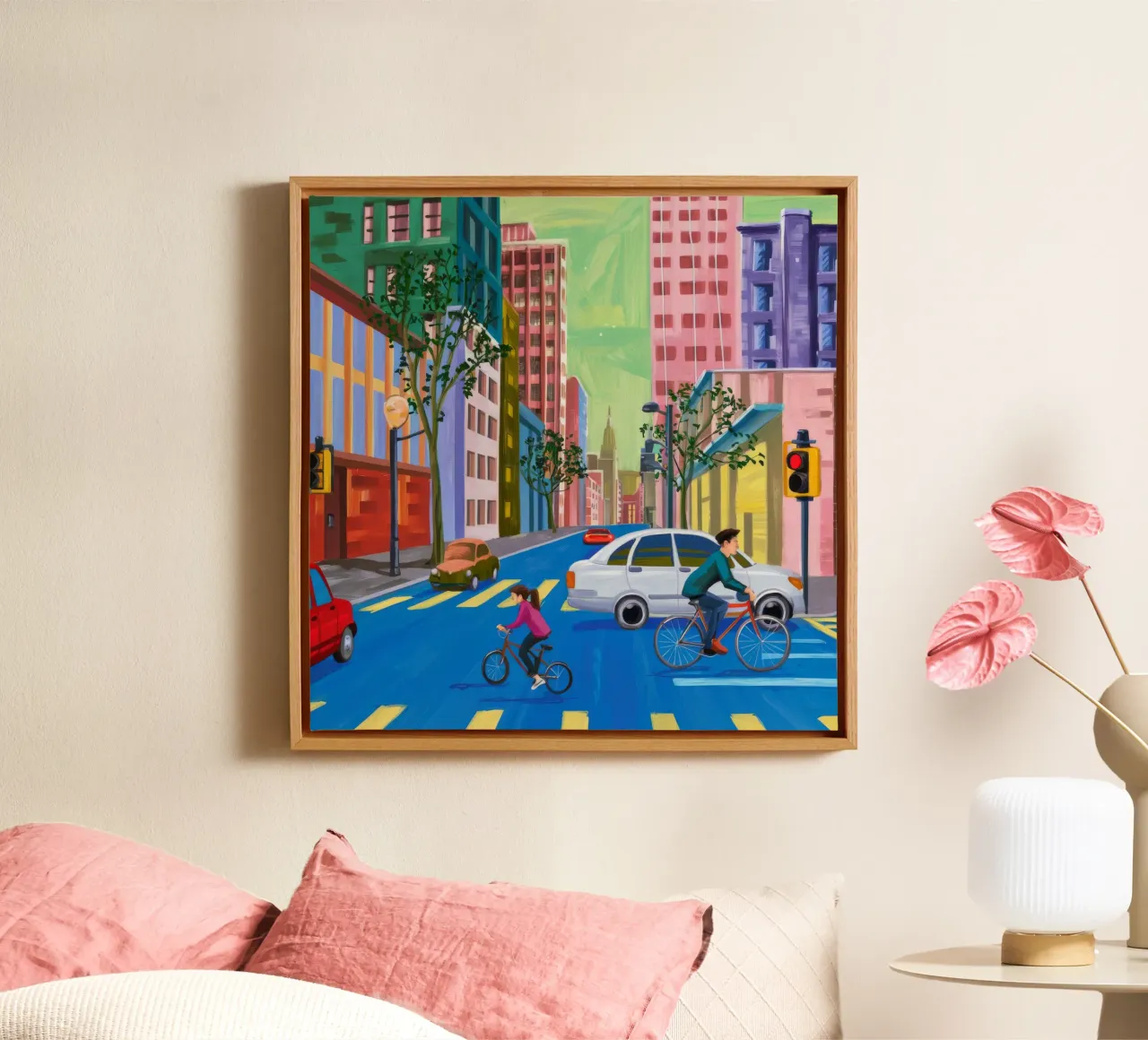 Stadsfietser Waas canvas met Baklijst van Silk Palette