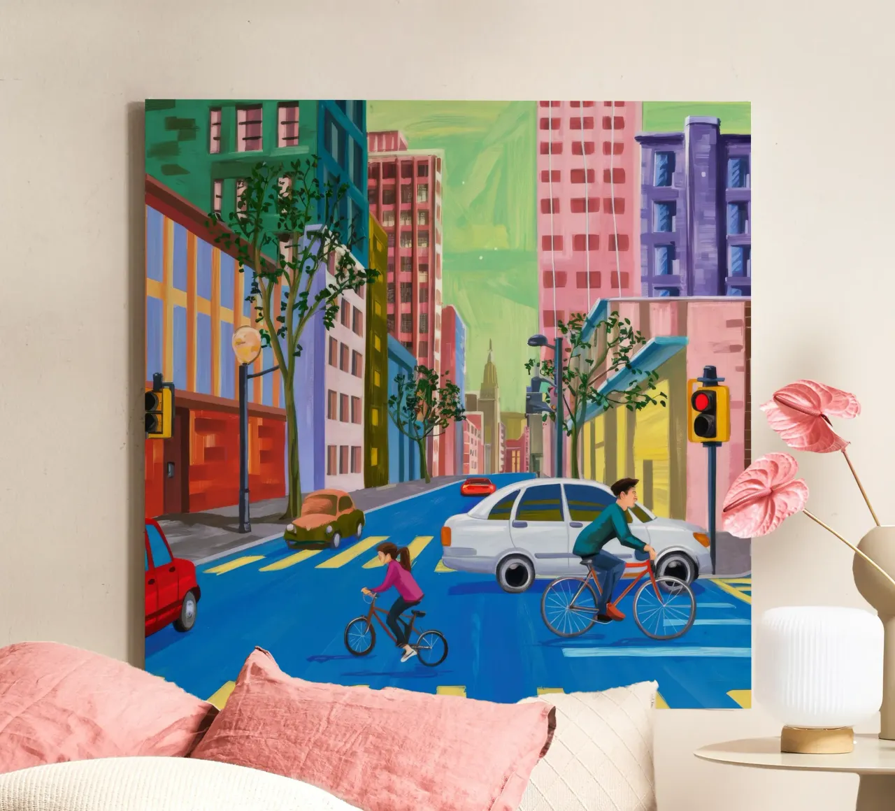 Stadsfietser Waas canvas met Baklijst van Silk Palette