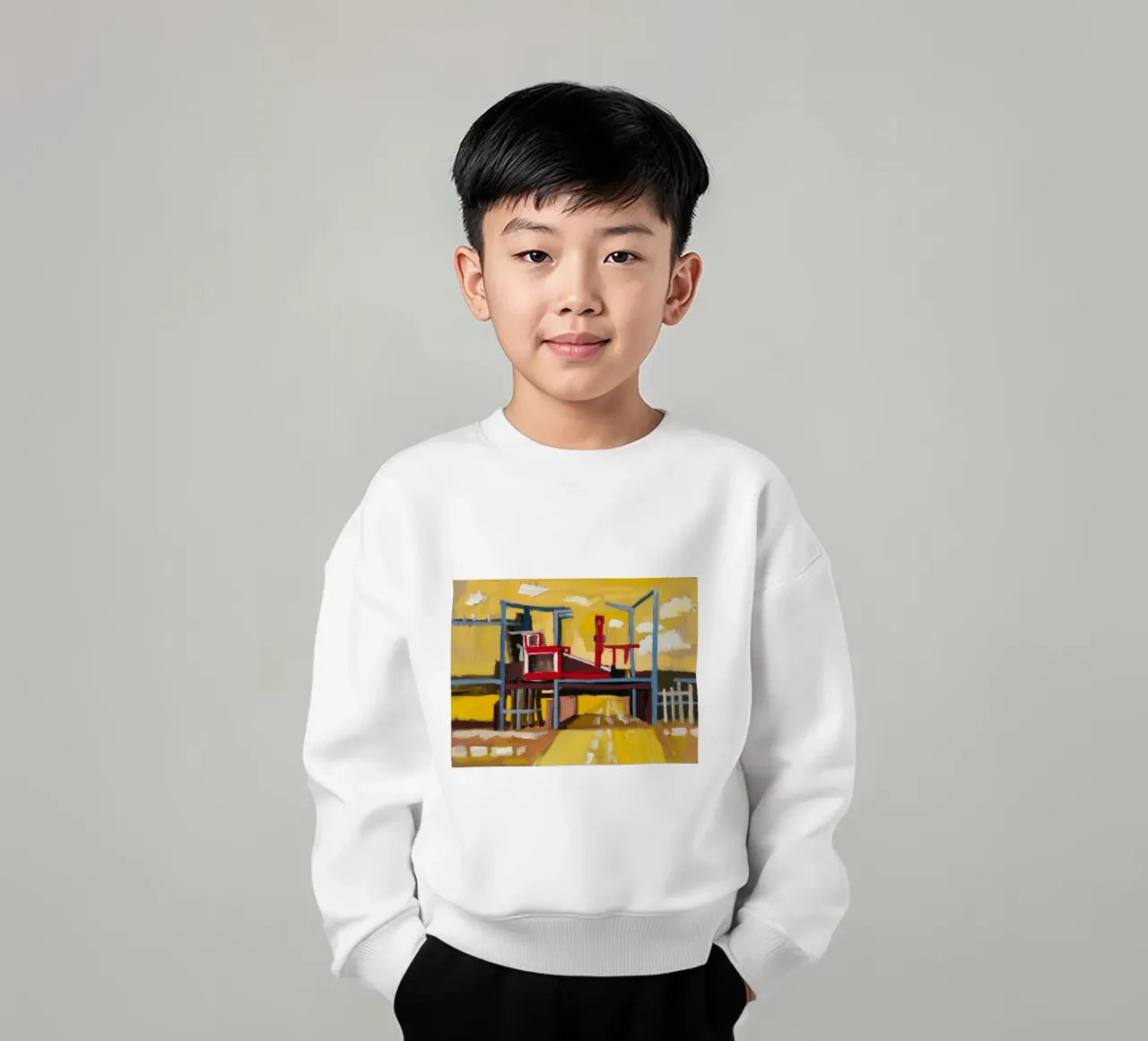 Vue du train surélevé sweat enfant de Silk Palette