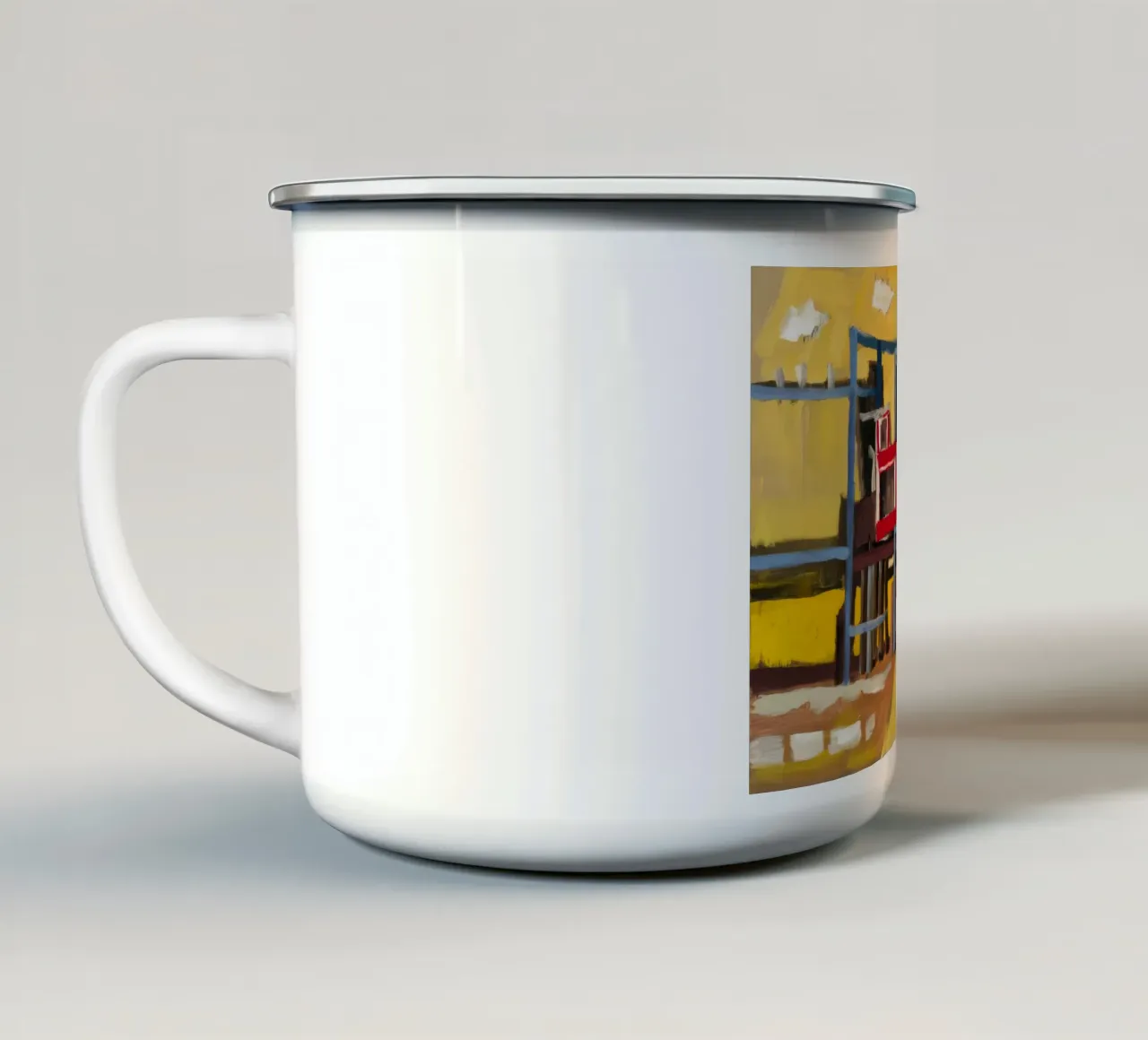 Vue du train surélevé mug en émail de Silk Palette