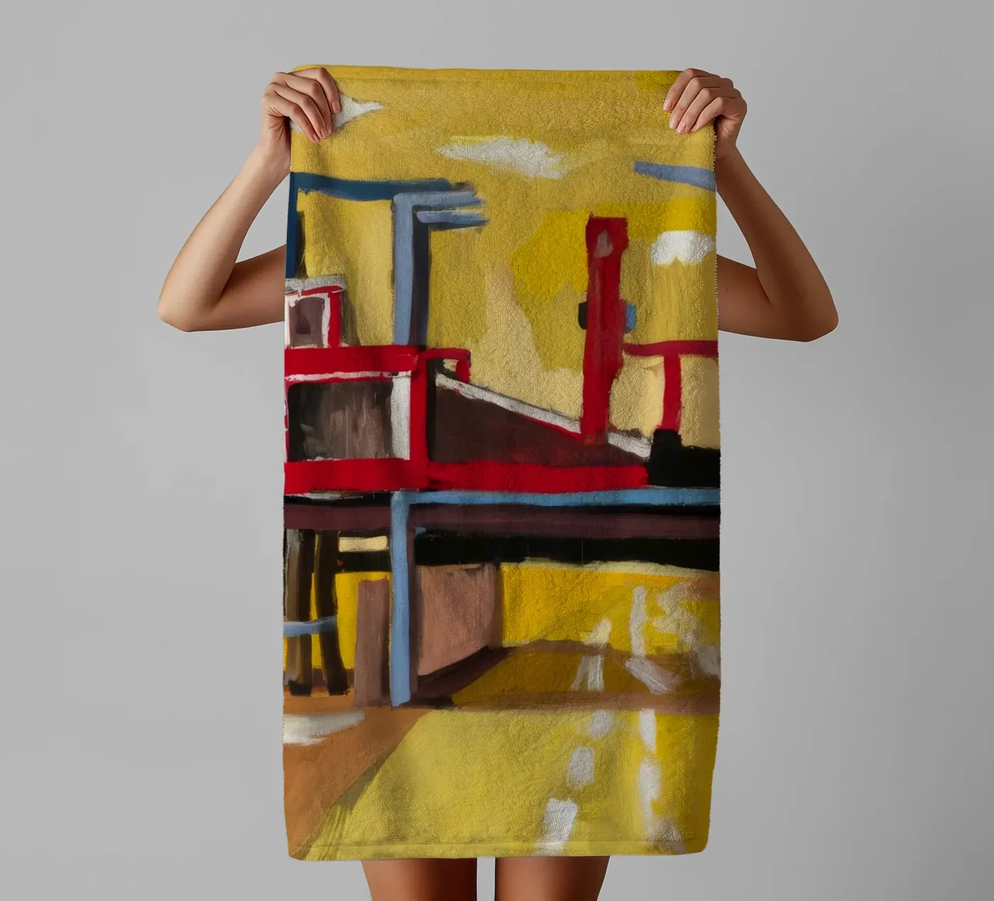 Elevated Train View towel by Silk Palette