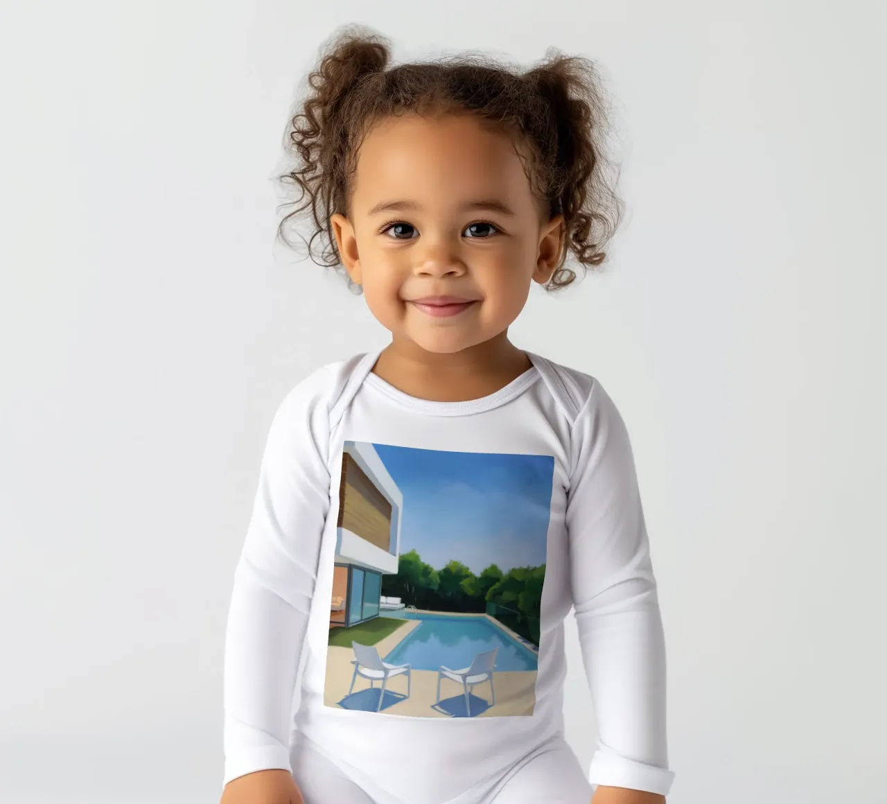 Crystal Pool Vista long-sleeve baby romper by Infinite Chroma
