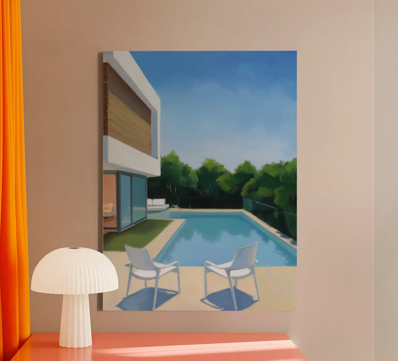 Kristall Pool Aussicht Leinwand mit Schattenfugenrahmen von Infinite Chroma