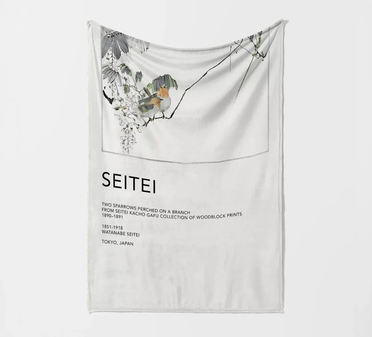 Seitei - Two Sparrows Perched on a Branch coperta in pile da Vintage by JUNIQE