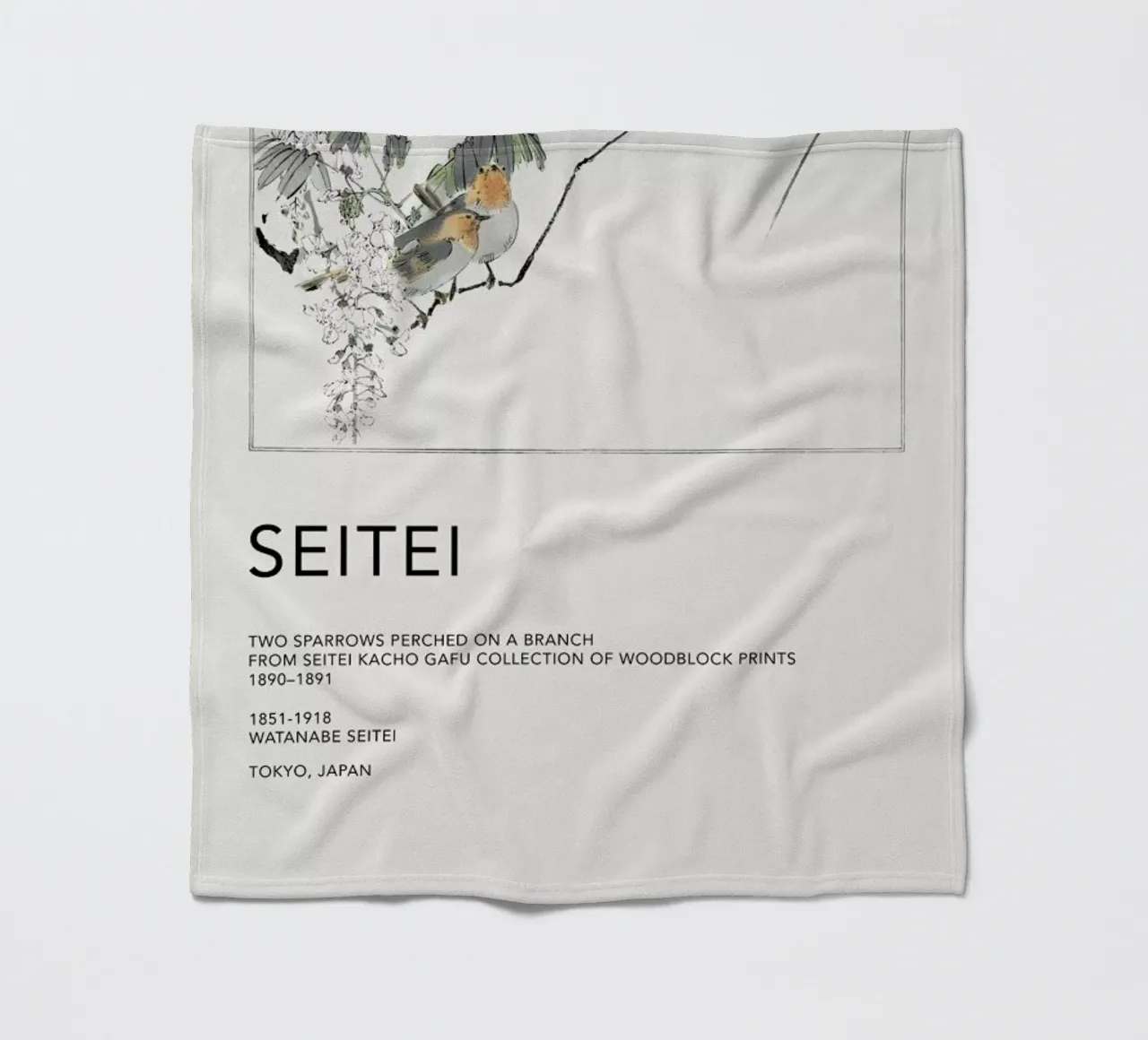 Seitei - Two Sparrows Perched on a Branch coperta in pile da Vintage by JUNIQE