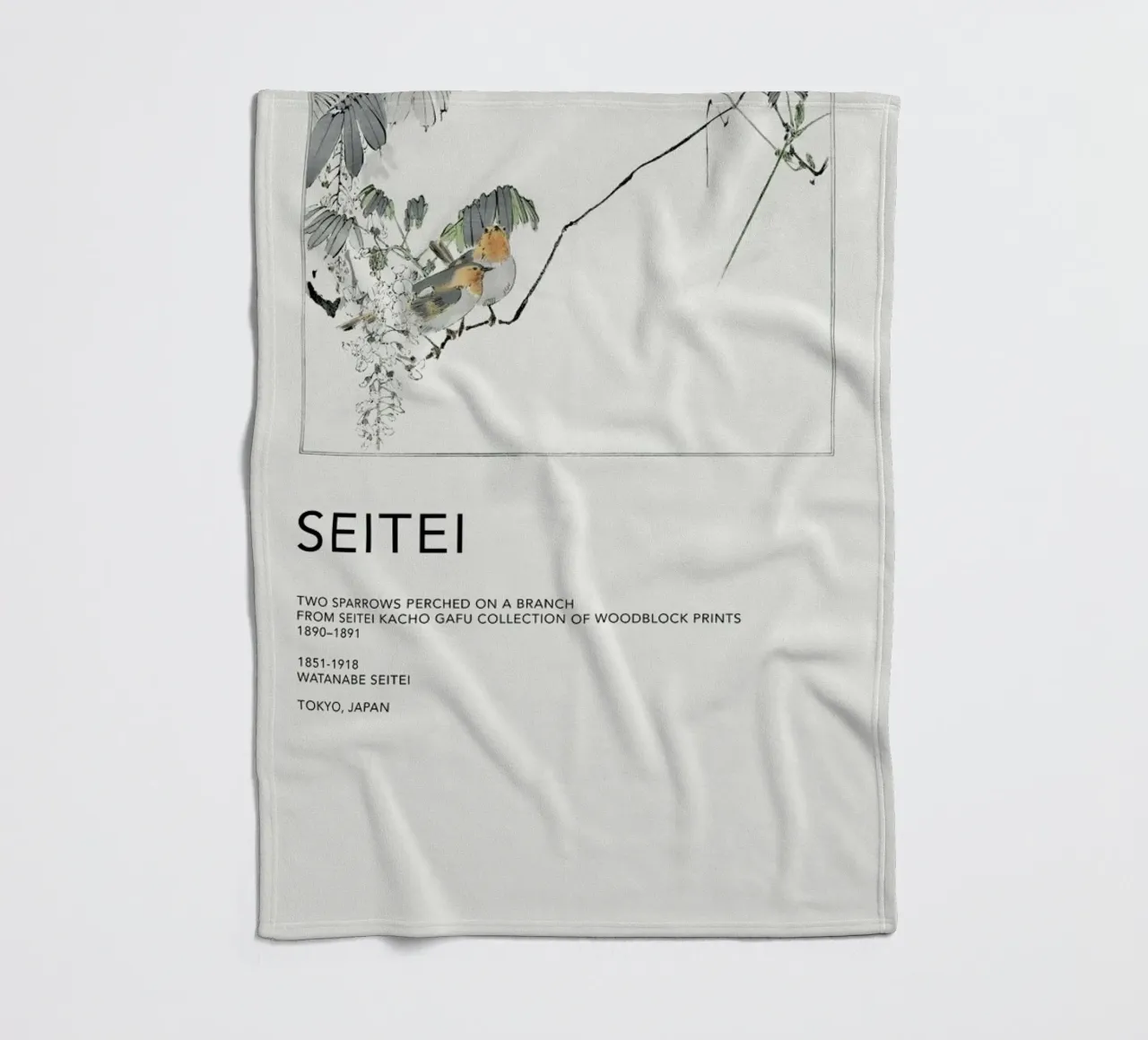 Seitei - Two Sparrows Perched on a Branch coperta in pile da Vintage by JUNIQE