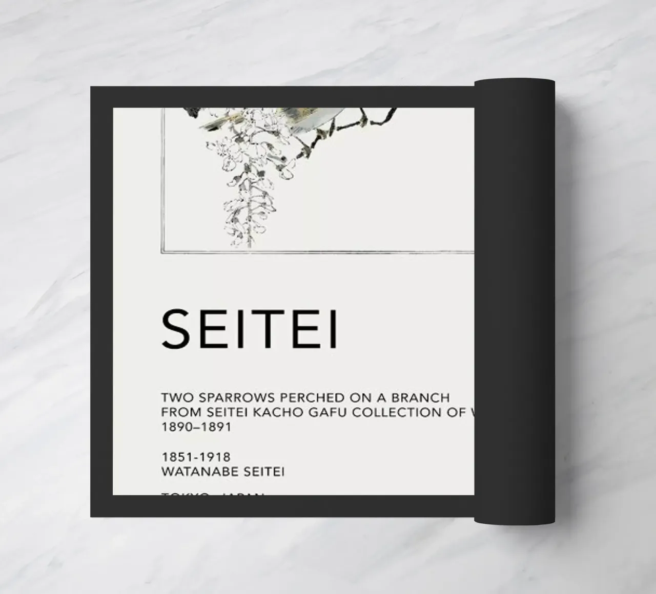 Seitei - Two Sparrows Perched on a Branch zerbino da Vintage by JUNIQE