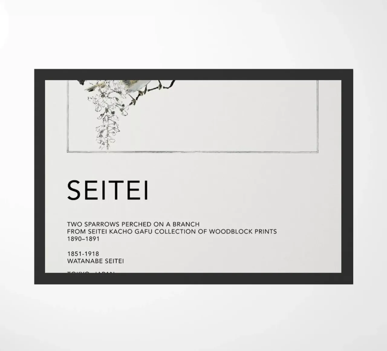 Seitei - Two Sparrows Perched on a Branch zerbino da Vintage by JUNIQE