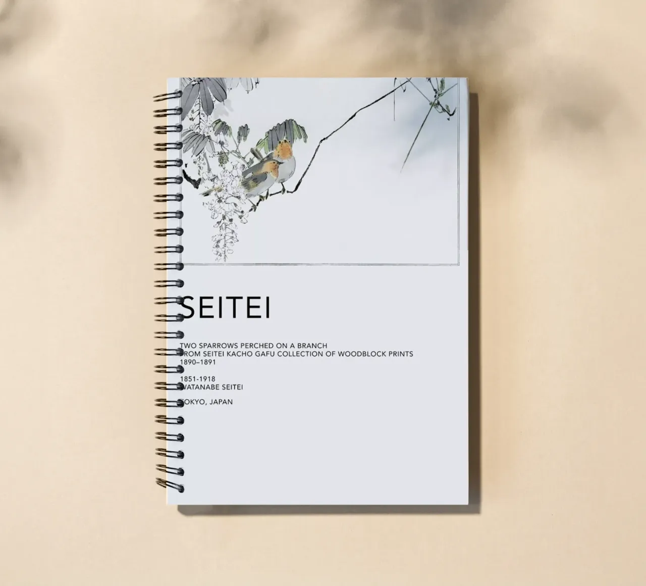 Seitei - Two Sparrows Perched on a Branch diario ad anelli da Vintage by JUNIQE