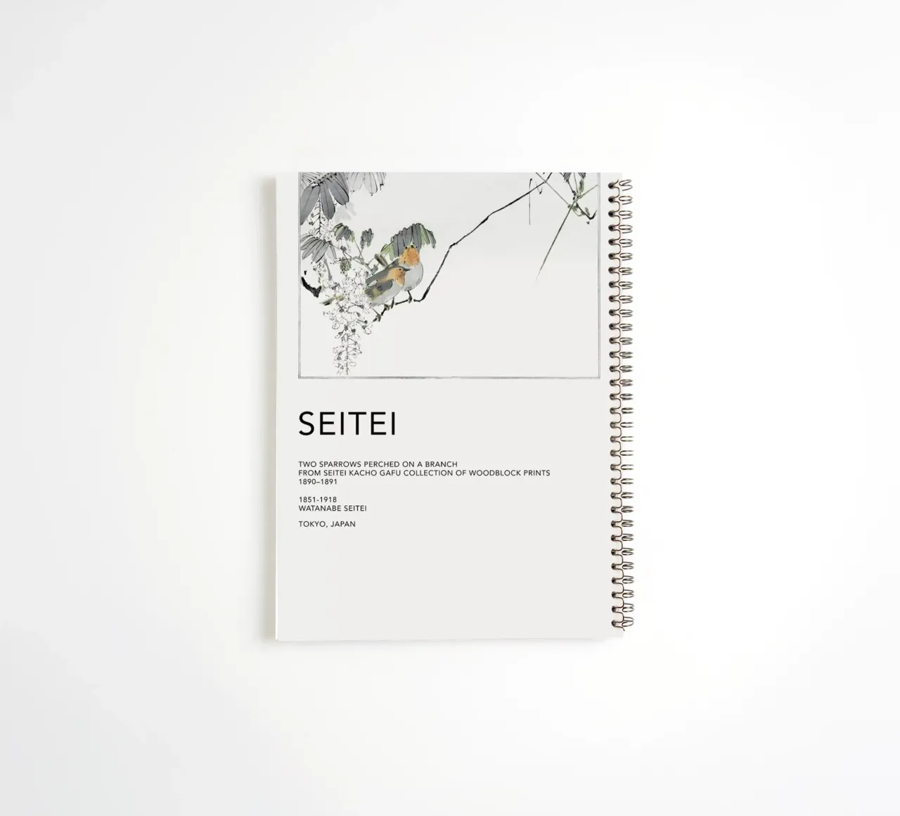 Seitei - Two Sparrows Perched on a Branch diario ad anelli da Vintage by JUNIQE
