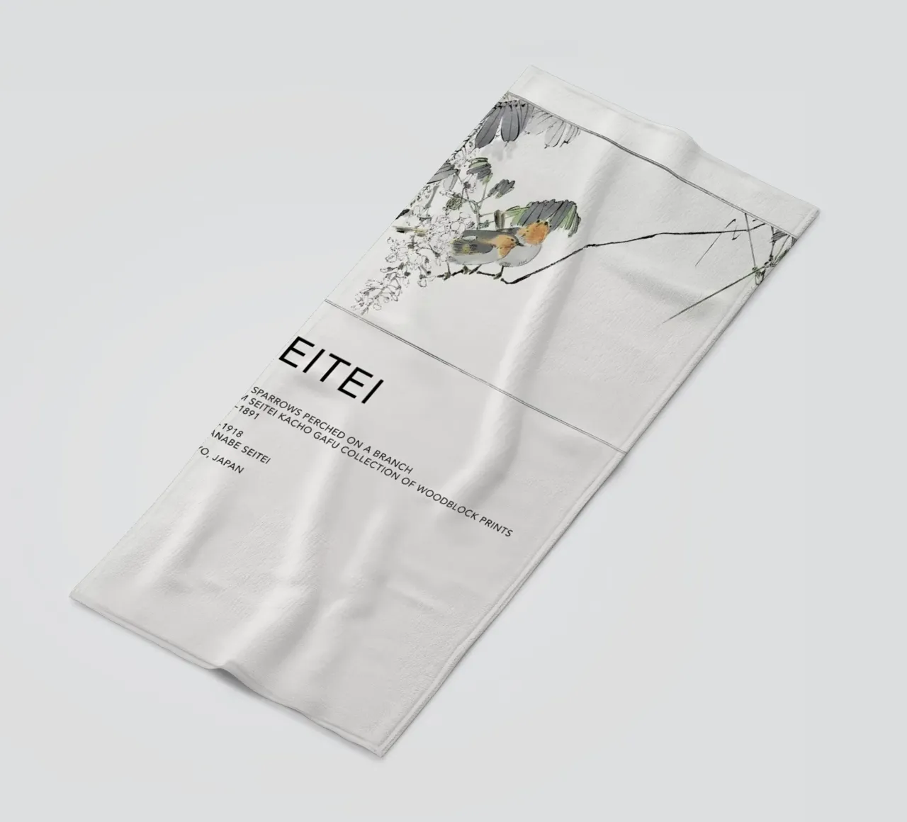 Seitei - Two Sparrows Perched on a Branch telo mare da Vintage by JUNIQE