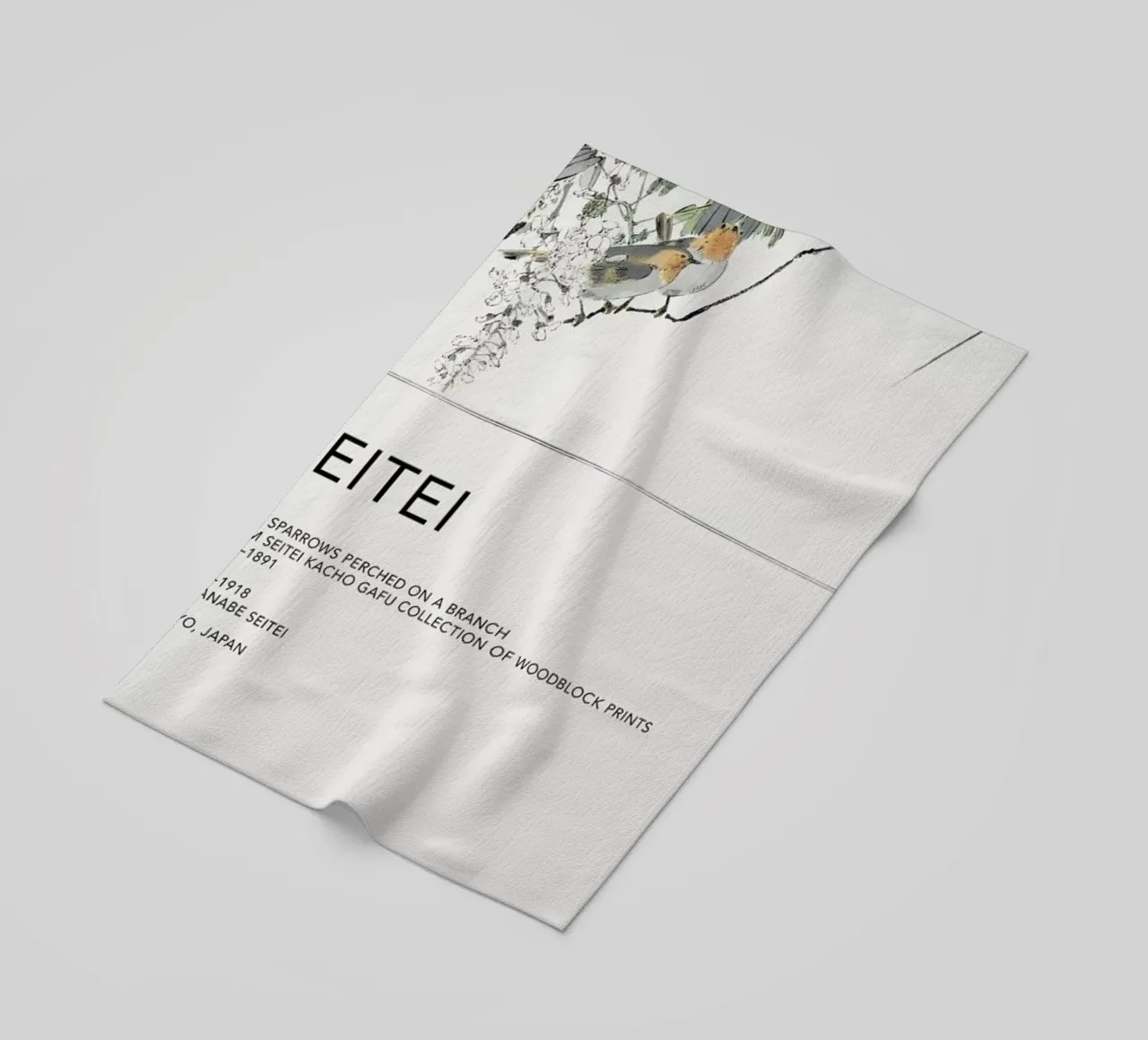 Seitei - Two Sparrows Perched on a Branch telo mare da Vintage by JUNIQE