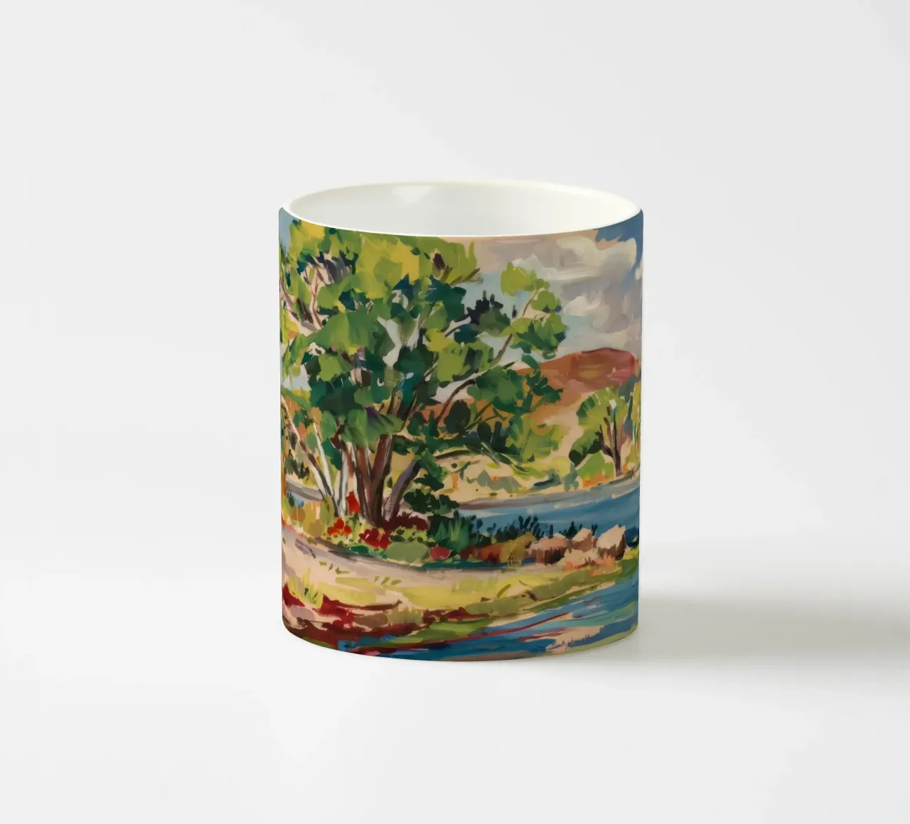 Valle del fiume illuminata dal sole tazza in ceramica da Celestial Harmony