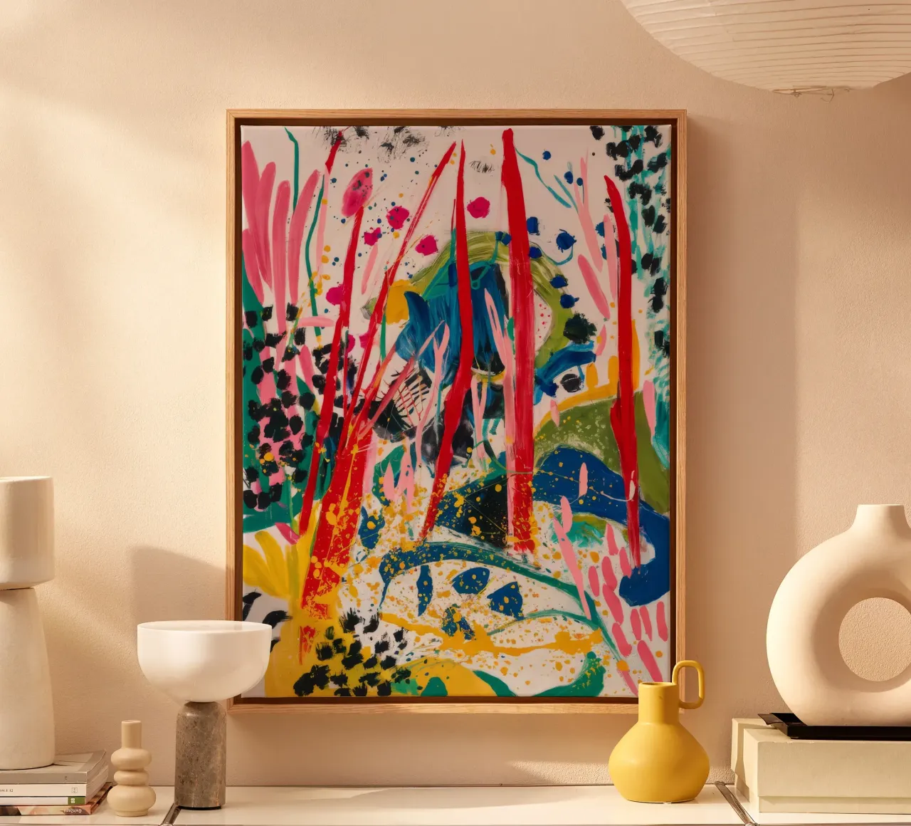 Jubilant Color Burst canvas with Floater frame by Vivid Reverie