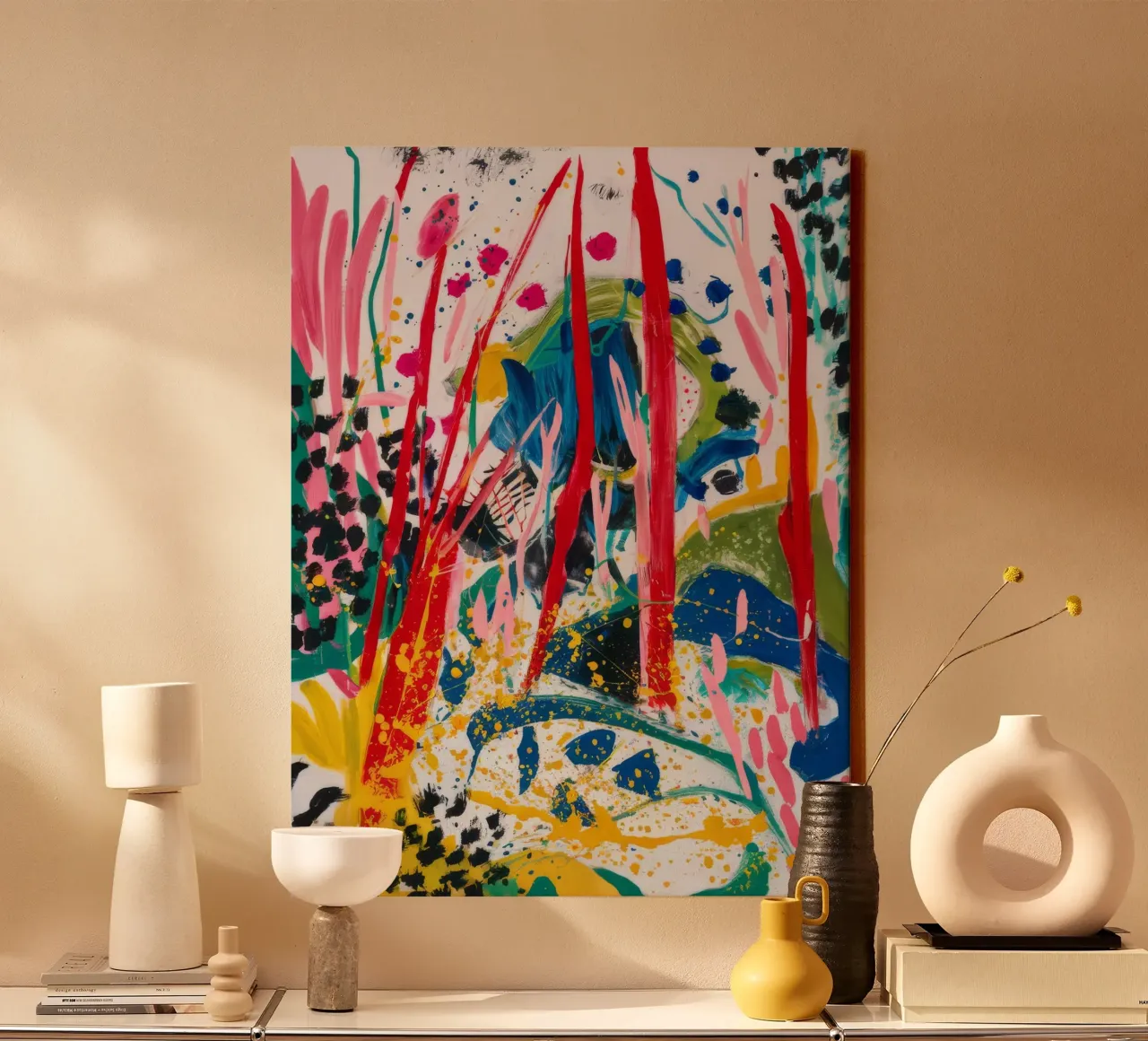 Jubilant Color Burst canvas with Floater frame by Vivid Reverie