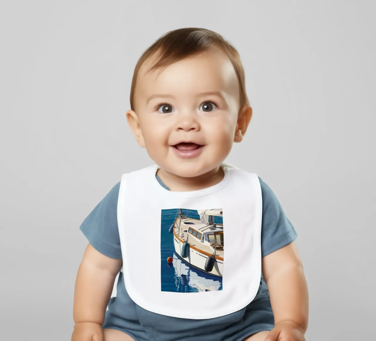 Marine Teak Gleam baby bib by Infinite Chroma