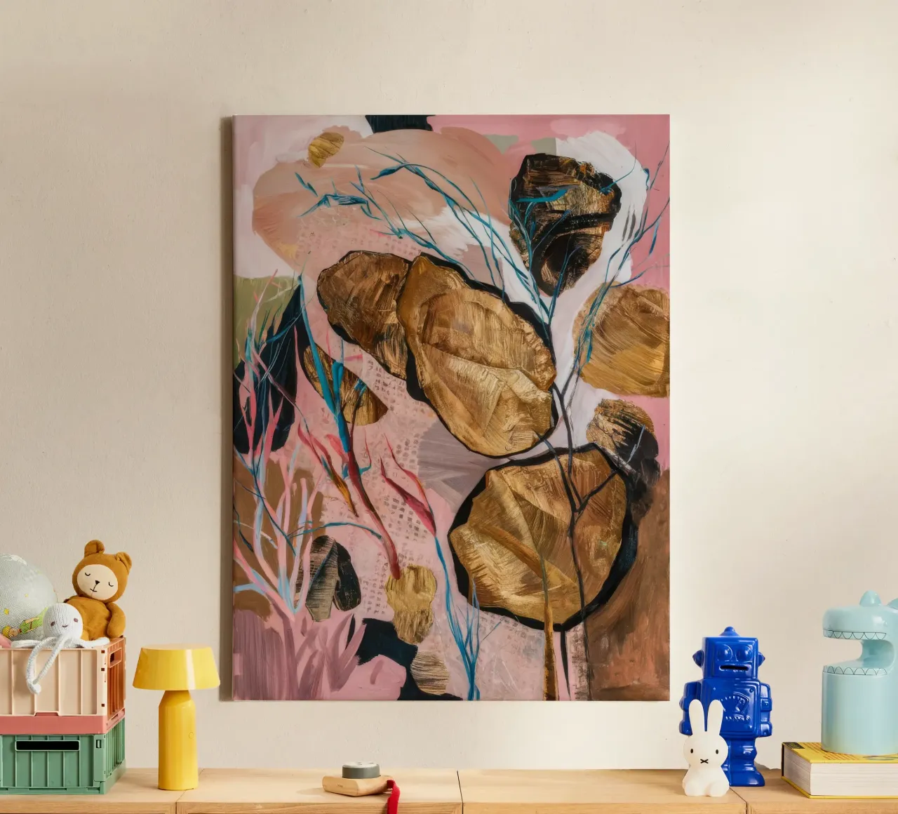 Earthen Leaf Sketch canvas with Floater frame by Vivid Reverie