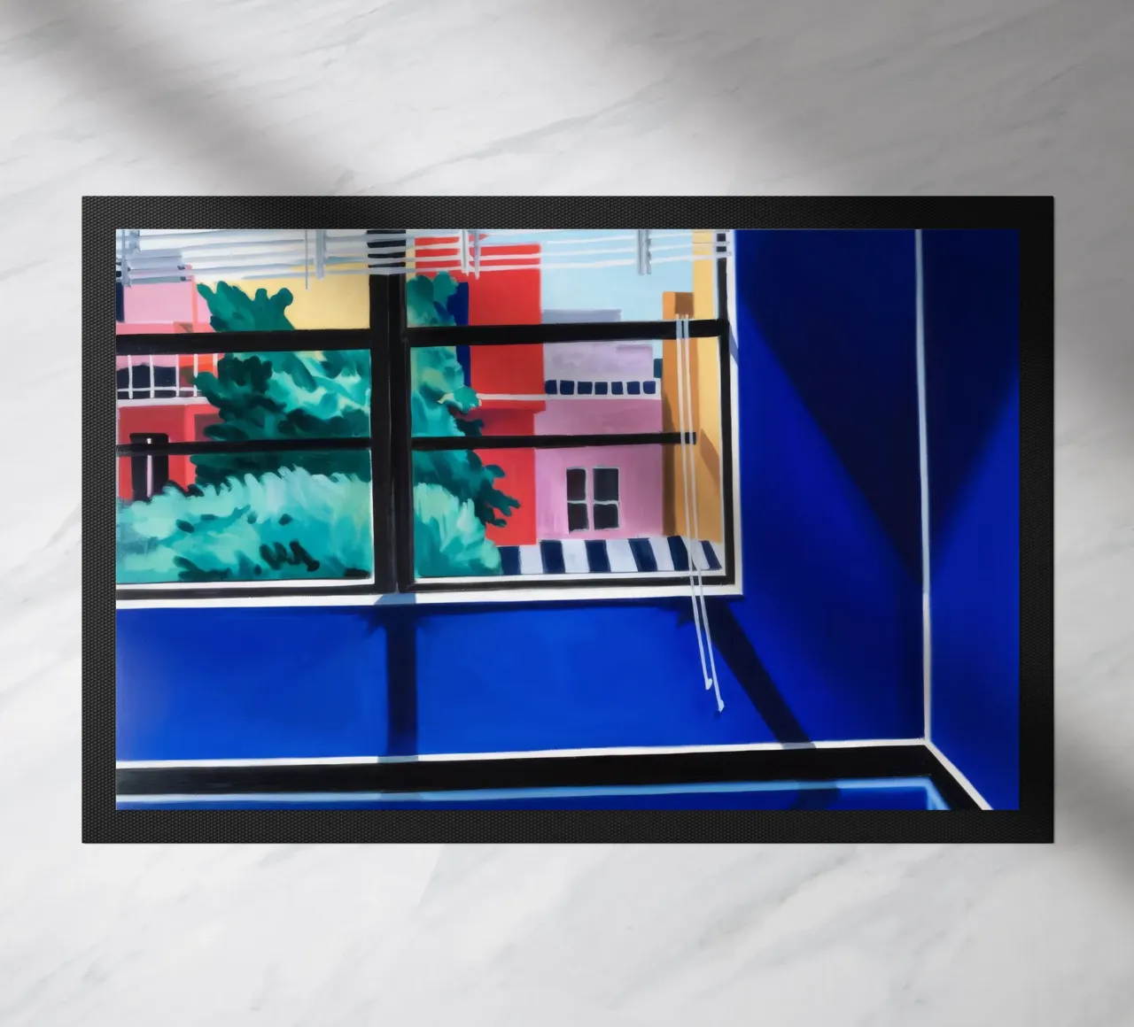 Window View Cityscape doormat by Silk Palette