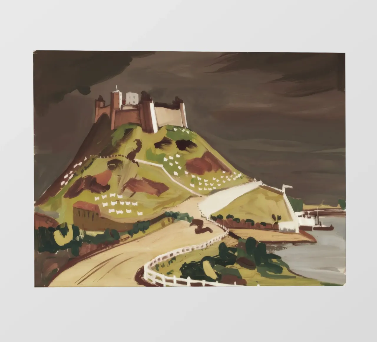 Vista sul castello in cima alla collina telo in pvc da Silk Palette
