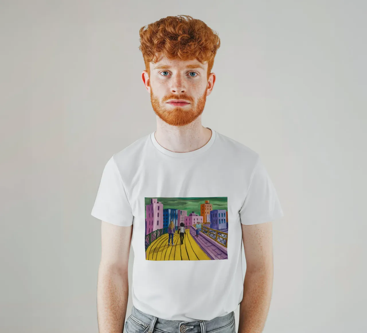 Viaggio dei camminatori sul ponte t-shirt da Silk Palette