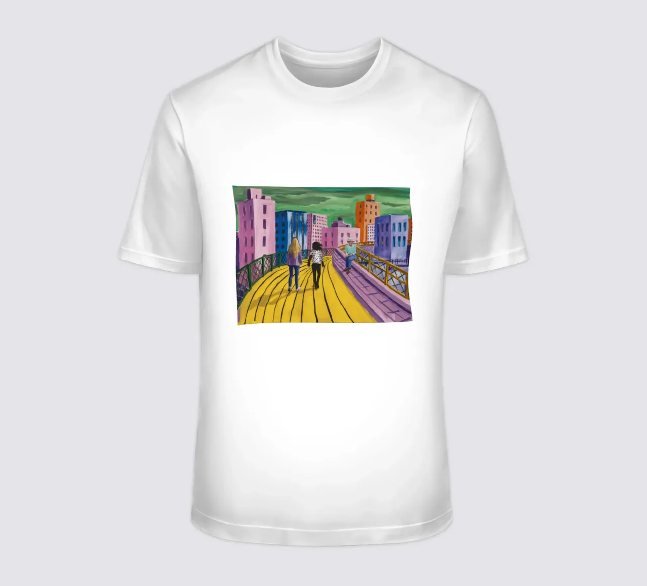 Viaggio dei camminatori sul ponte t-shirt da Silk Palette