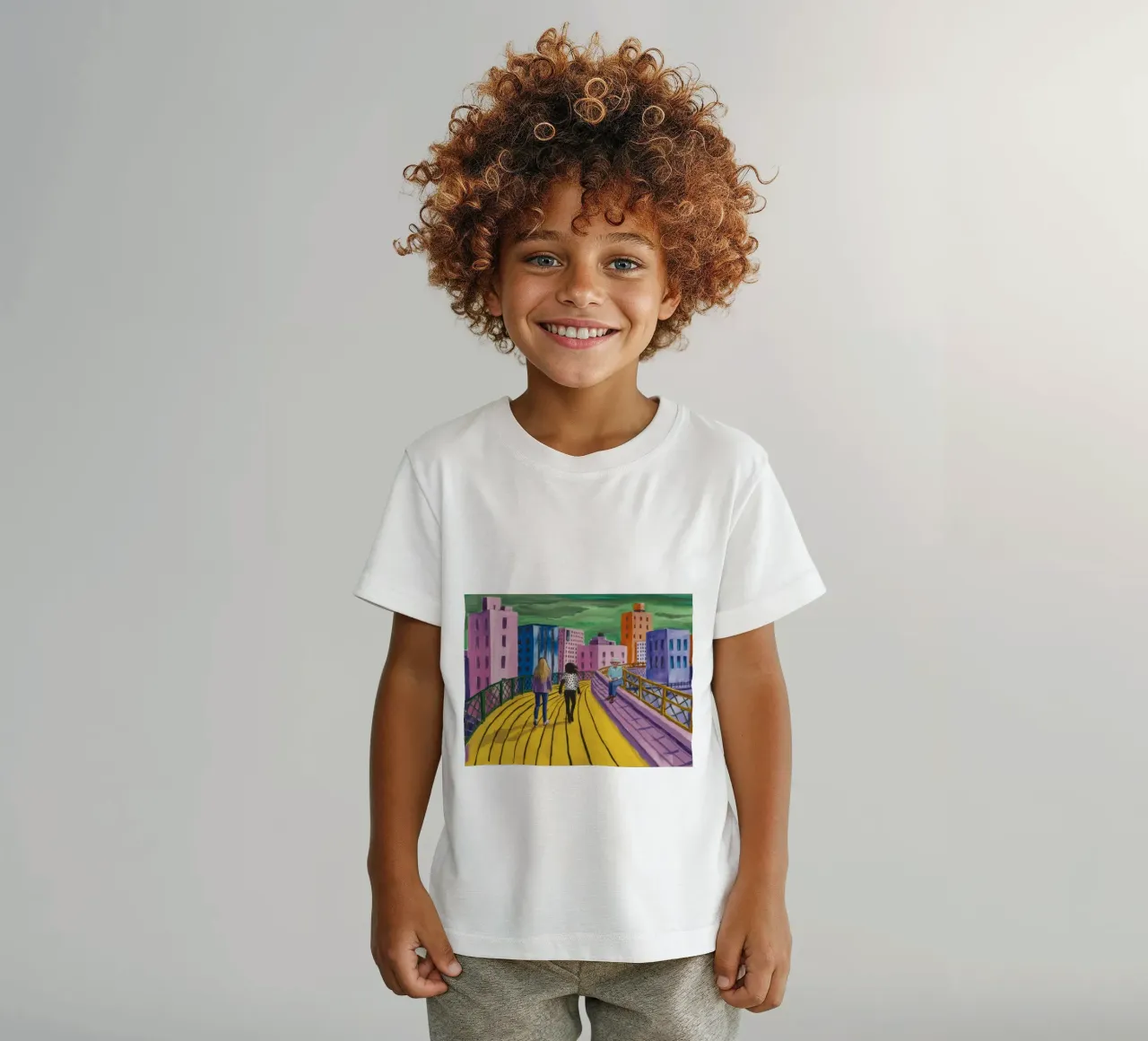 Viaggio dei camminatori sul ponte t-shirt bambini da Silk Palette