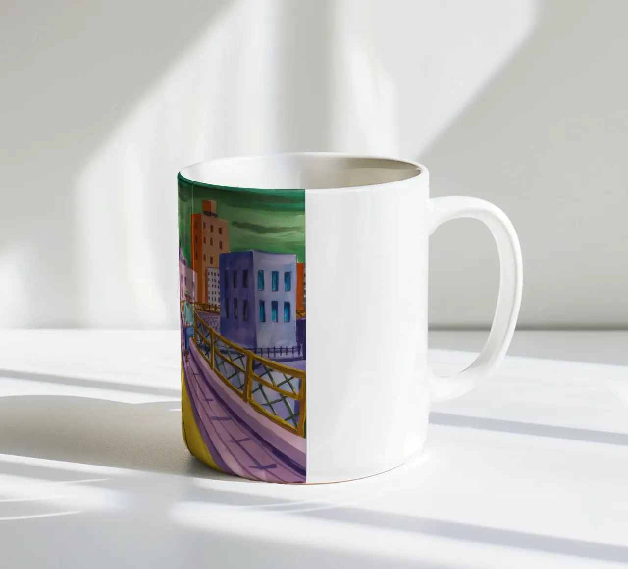 Viaggio dei camminatori sul ponte tazza in ceramica da Silk Palette