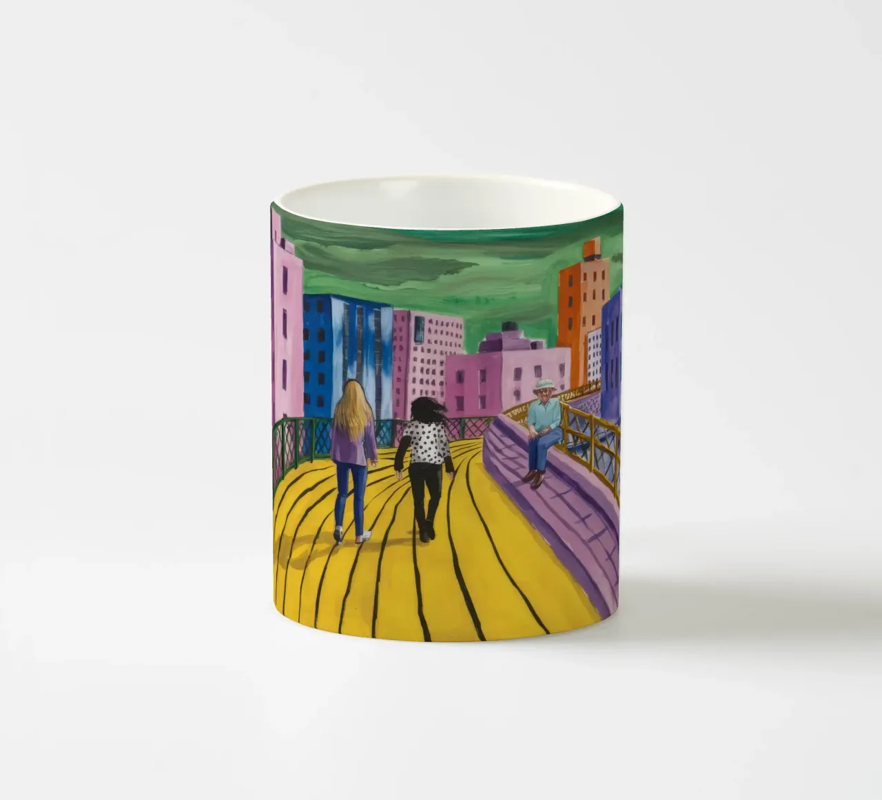 Viaggio dei camminatori sul ponte tazza in ceramica da Silk Palette