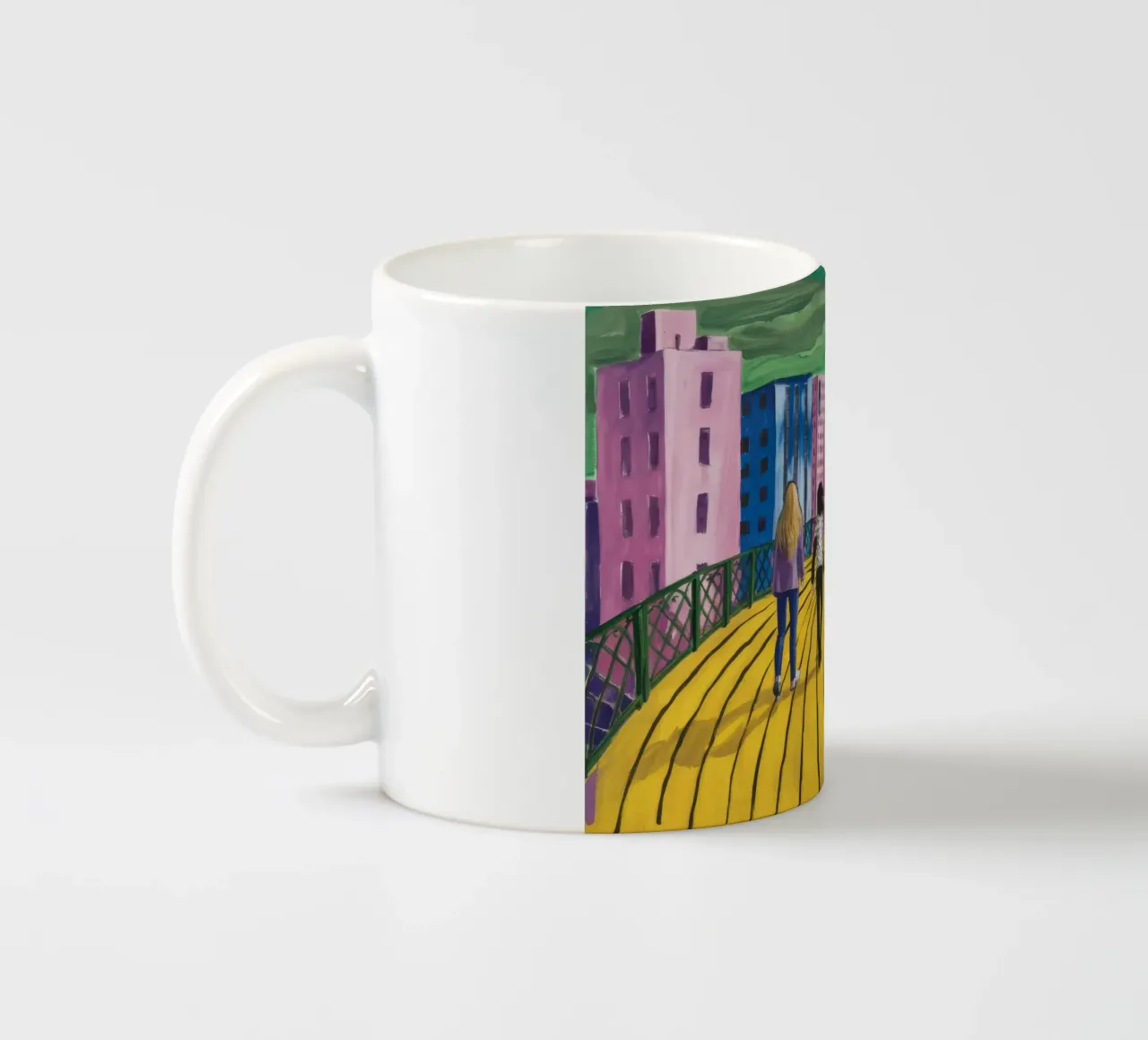 Viaggio dei camminatori sul ponte tazza in ceramica da Silk Palette