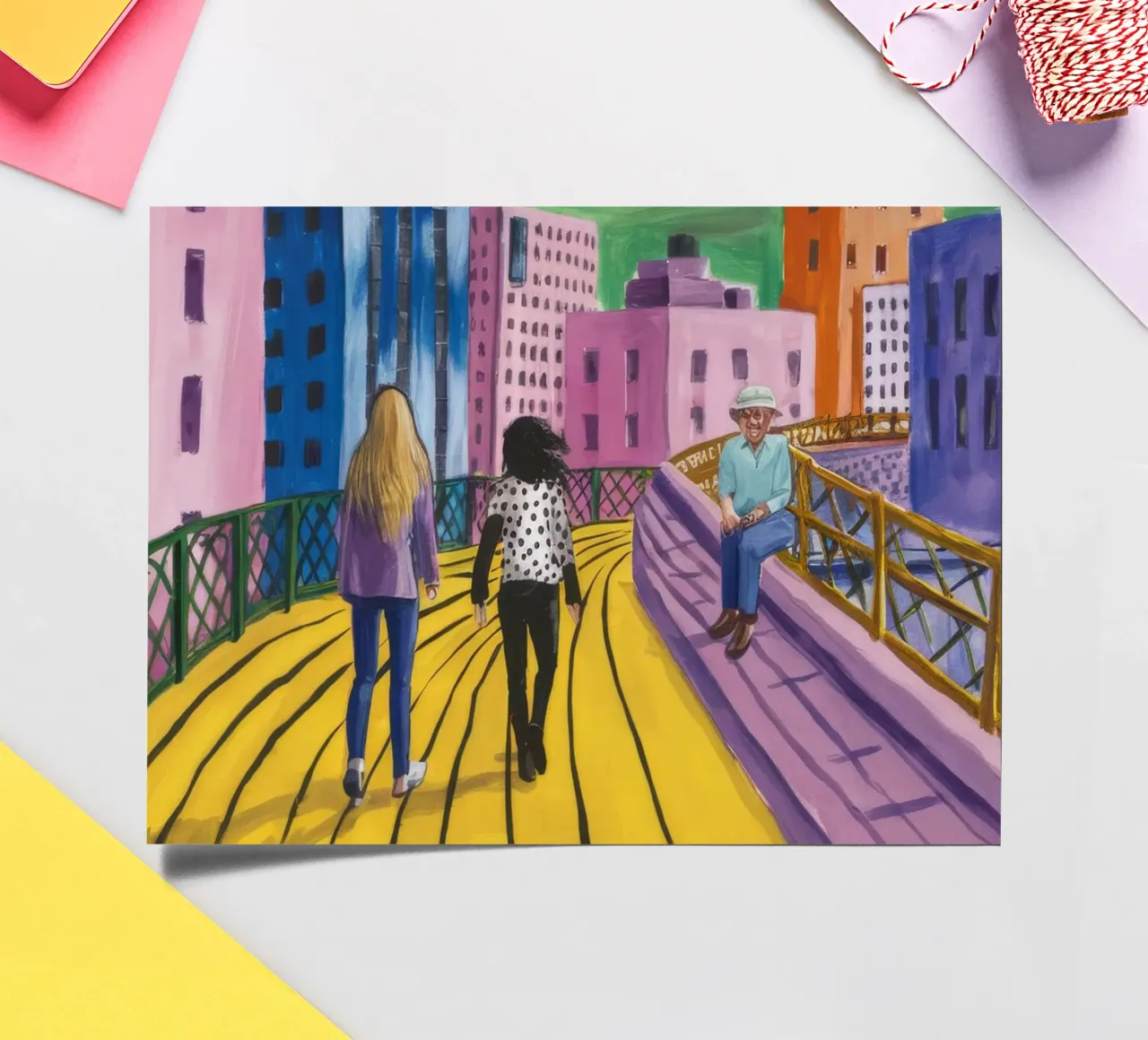 Viaggio dei camminatori sul ponte foglio adesivo da Silk Palette