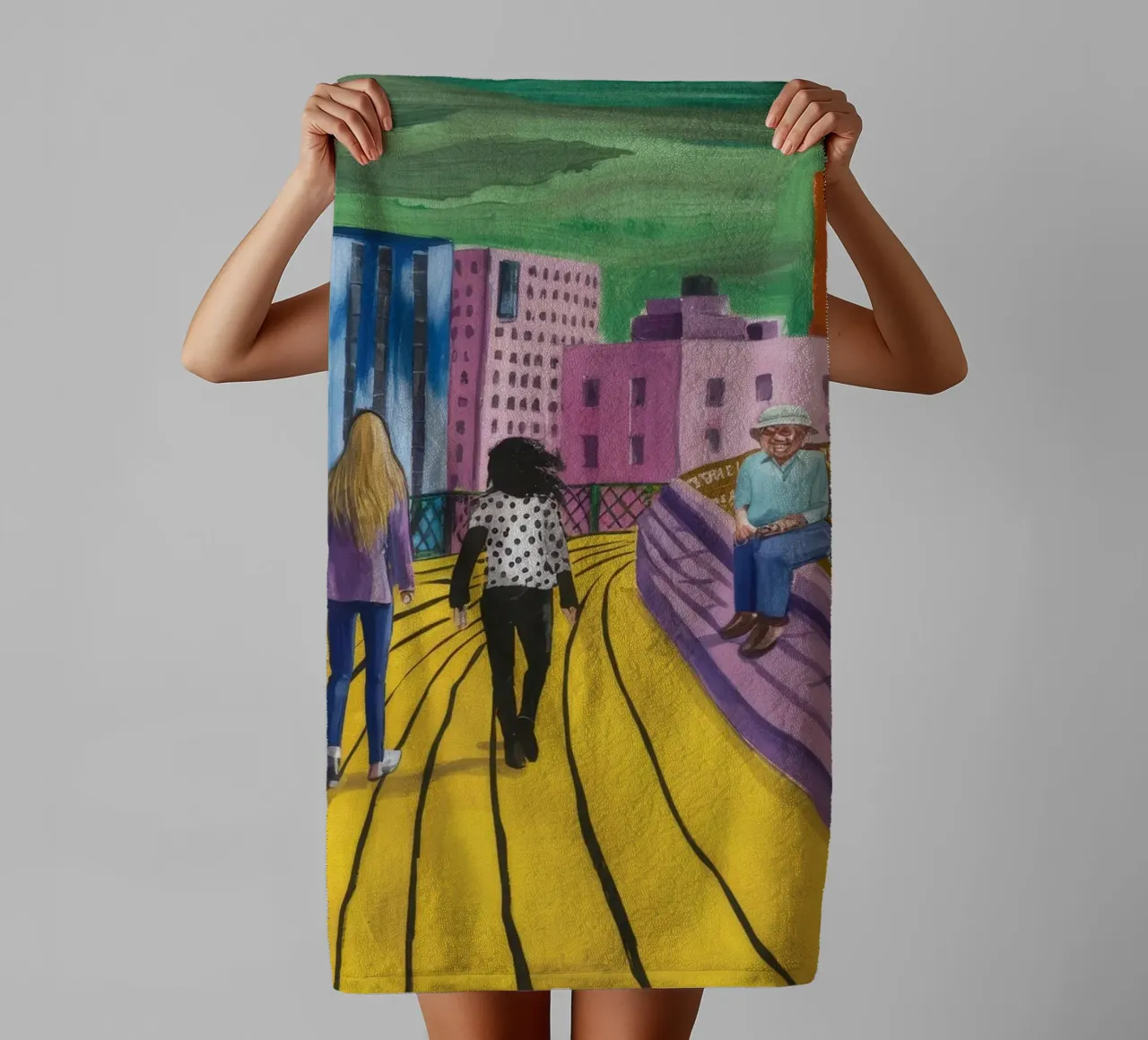 Viaggio dei camminatori sul ponte asciugamano da bagno da Silk Palette