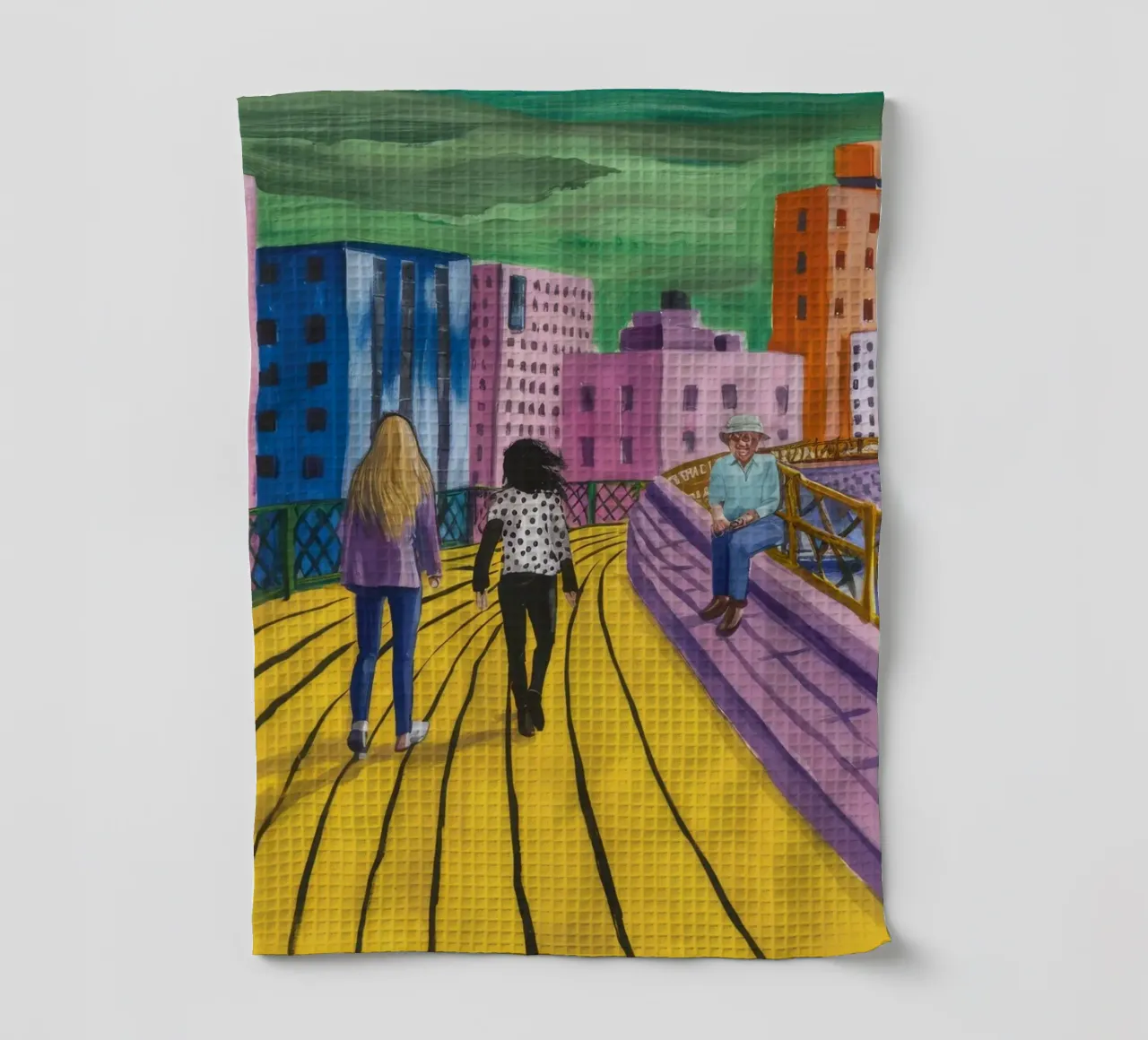 Viaggio dei camminatori sul ponte canovaccio da cucina da Silk Palette