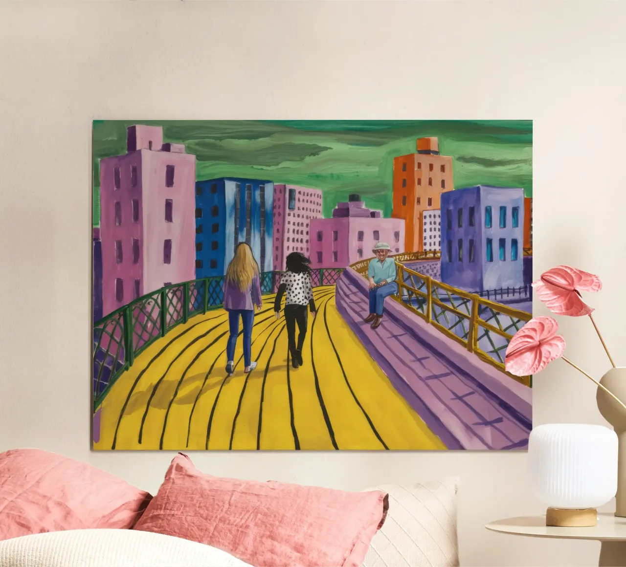 Viaggio dei camminatori sul ponte carta hahnemühle da Silk Palette