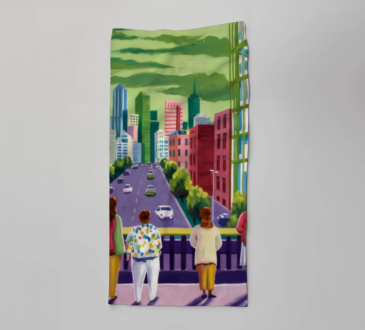 Prospettiva del centro città asciugamano da bagno da Silk Palette