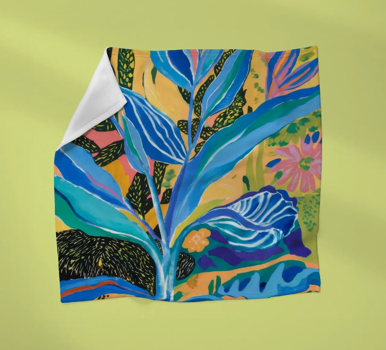 Azure Fern Gleam fleece blanket by Vivid Reverie