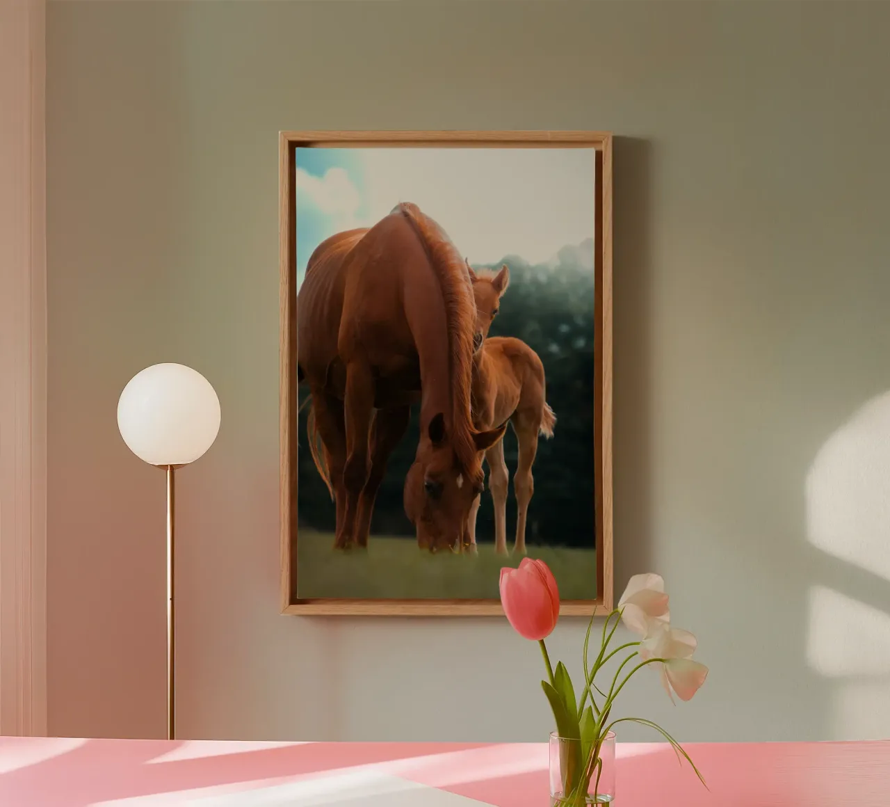 cavallo puledro tela con Cornice a cassetta da Horsire