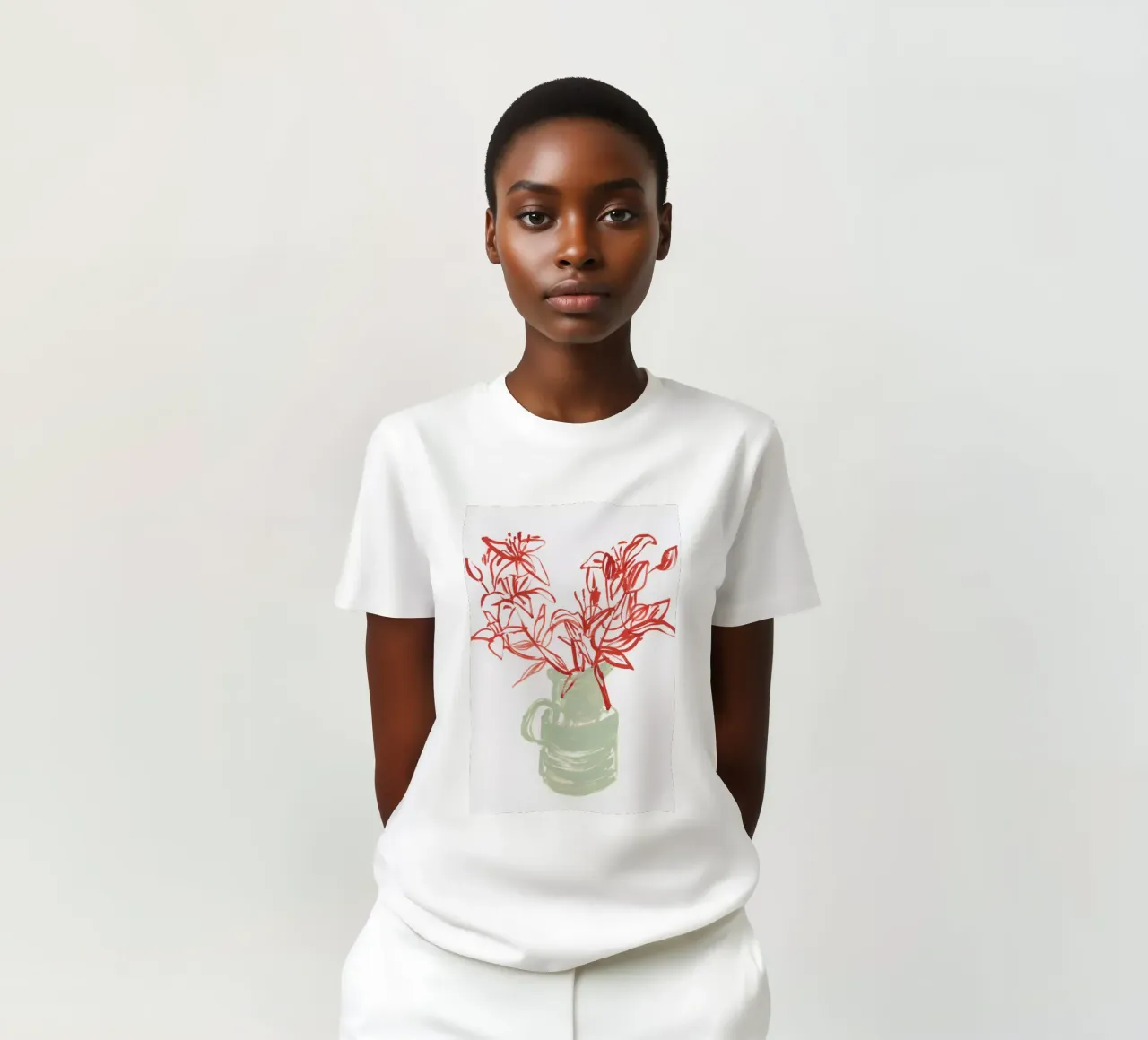Lillies In A Green Vase t-shirt da Sonia Brittain