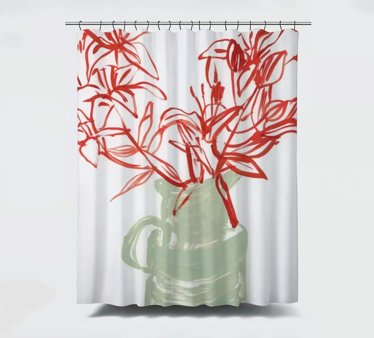 Lillies In A Green Vase tenda da doccia da Sonia Brittain